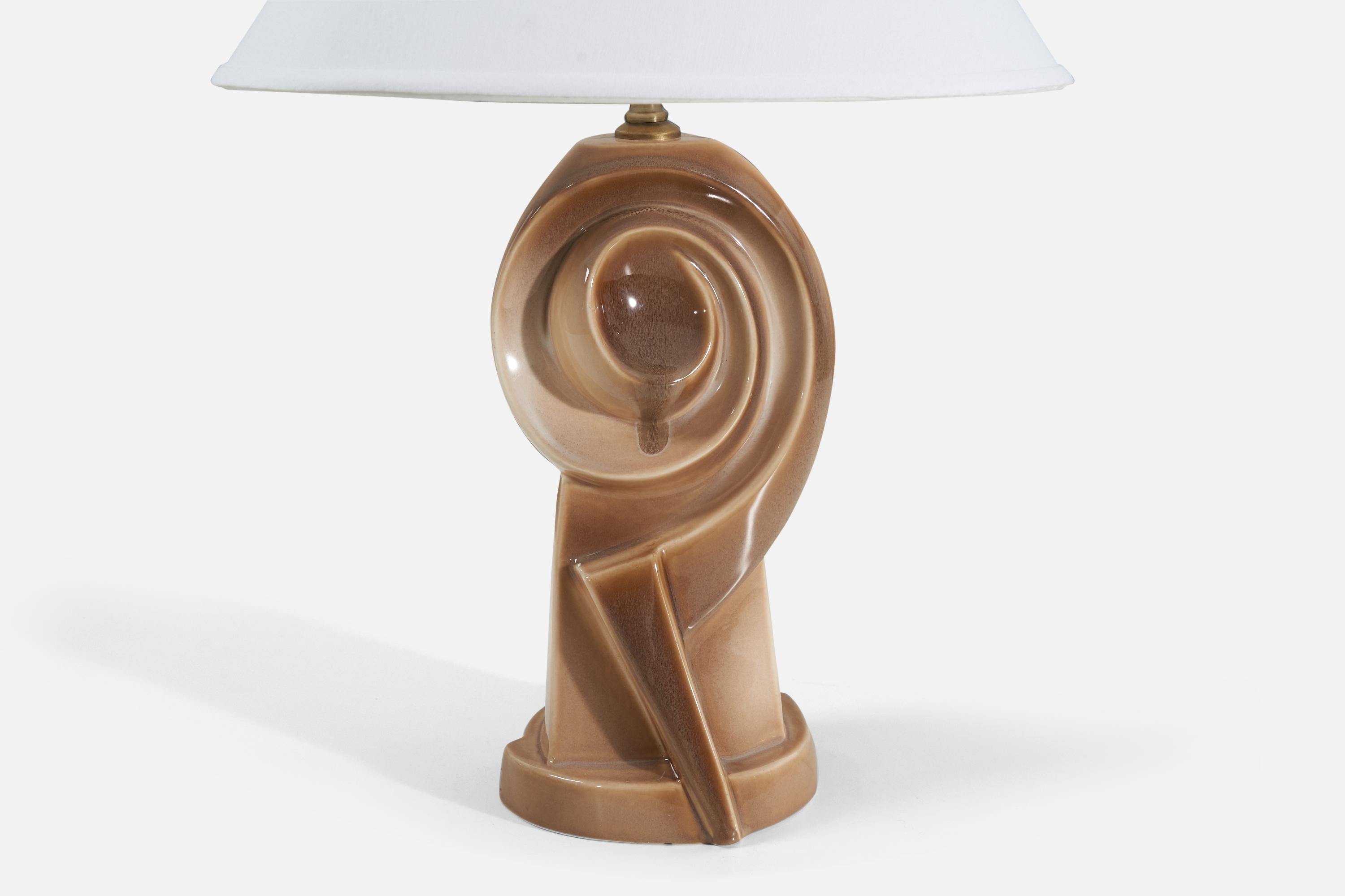 American Designer, Table Lamp, Ceramic, Brass, United States, 1960s For Sale 1