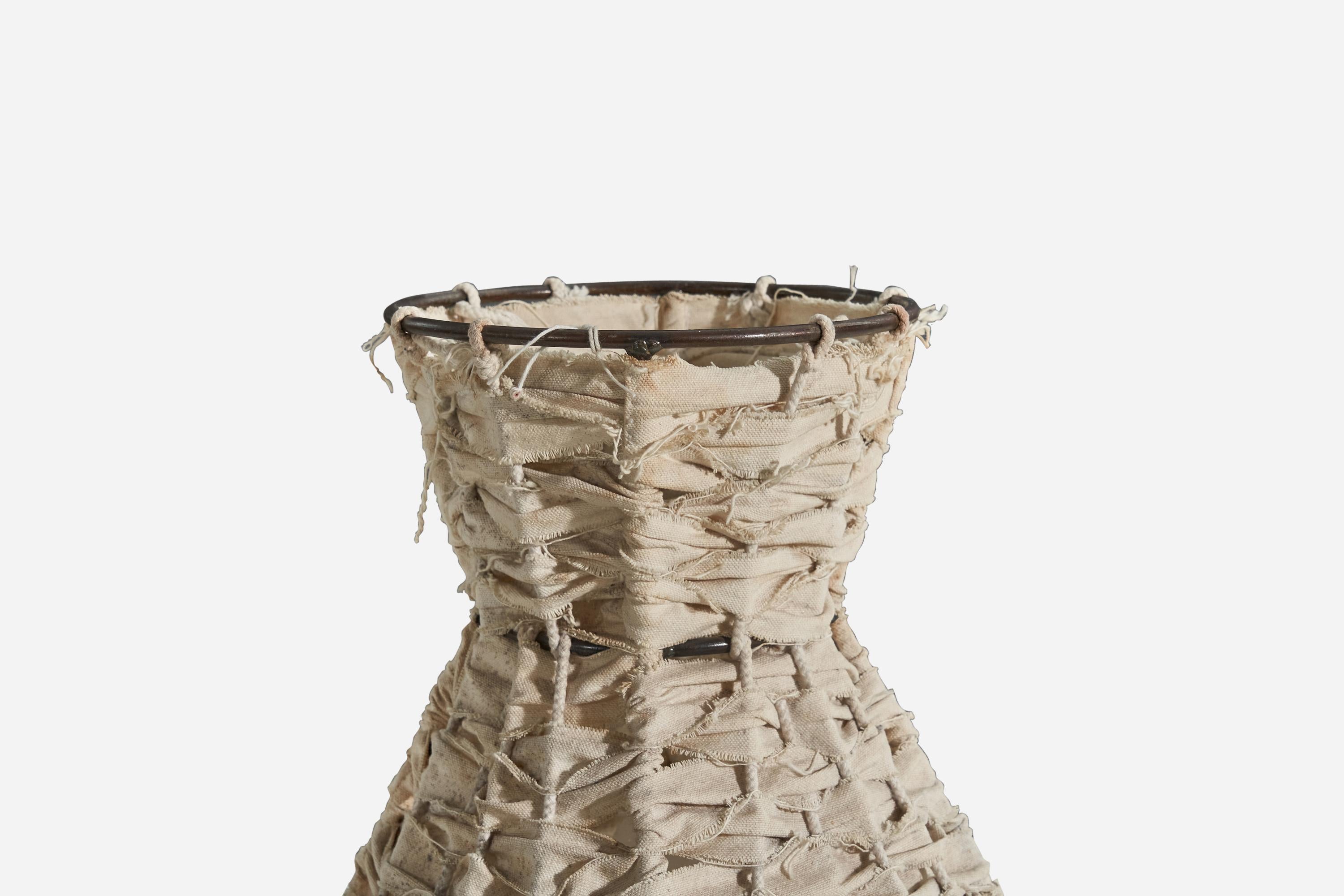 Mid-20th Century American Designer, Table Lamp, Iron, Braided Fabric, United States, 1960s For Sale