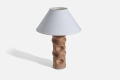 American Designer, Table Lamp, Light Brown Ceramic, United States, 1960s