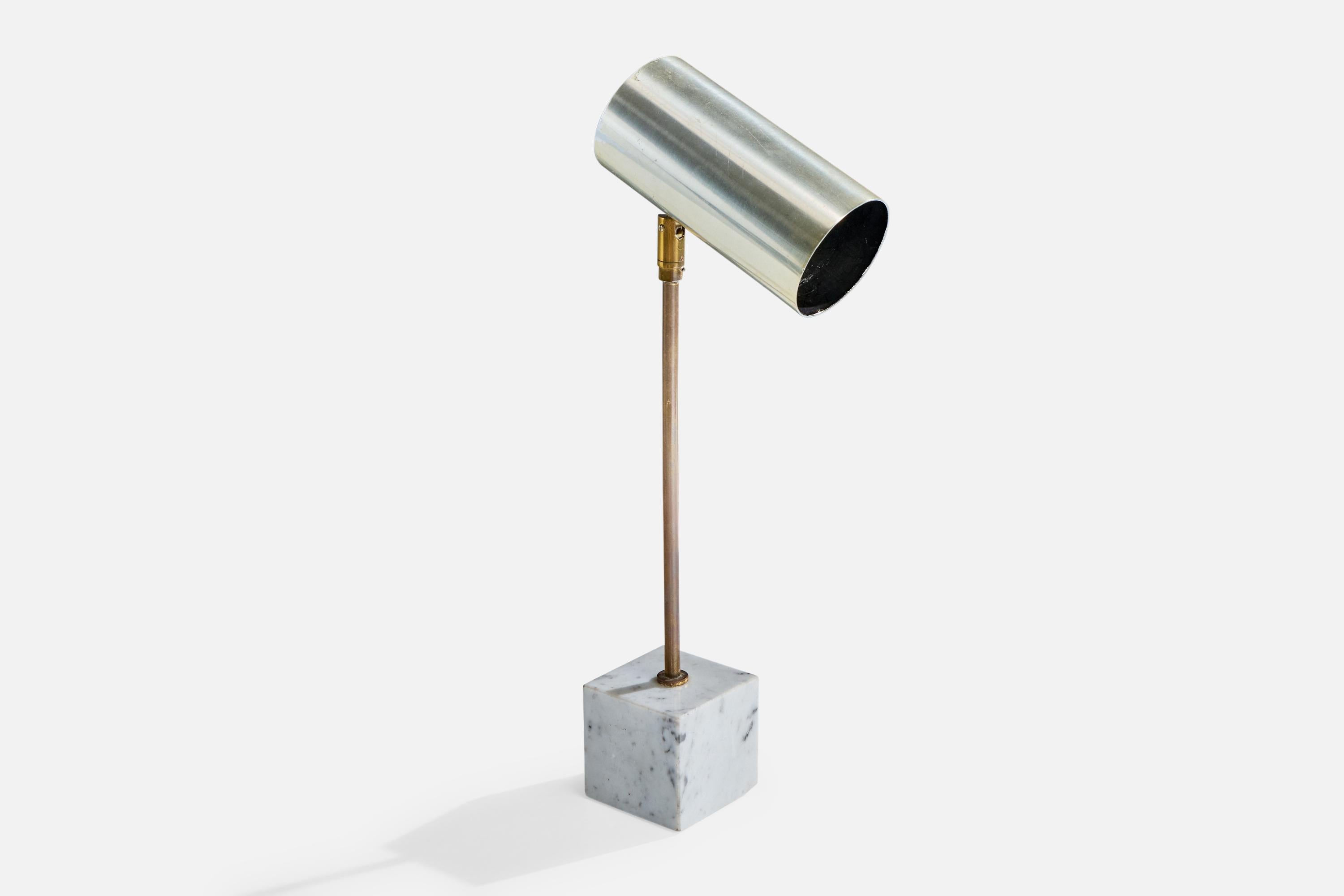 Mid-Century Modern American Designer, Table Lamp, Metal, Brass, Marble, USA, 1960s For Sale