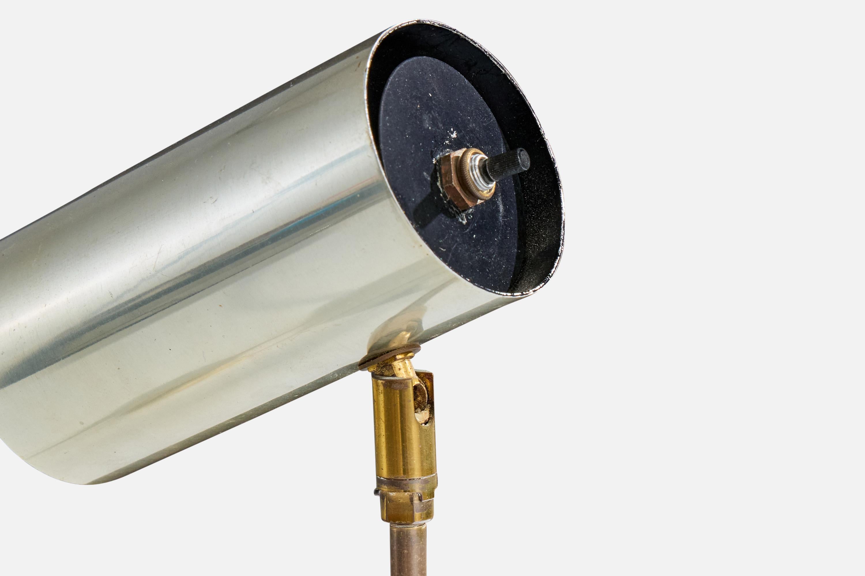 Mid-20th Century American Designer, Table Lamp, Metal, Brass, Marble, USA, 1960s For Sale