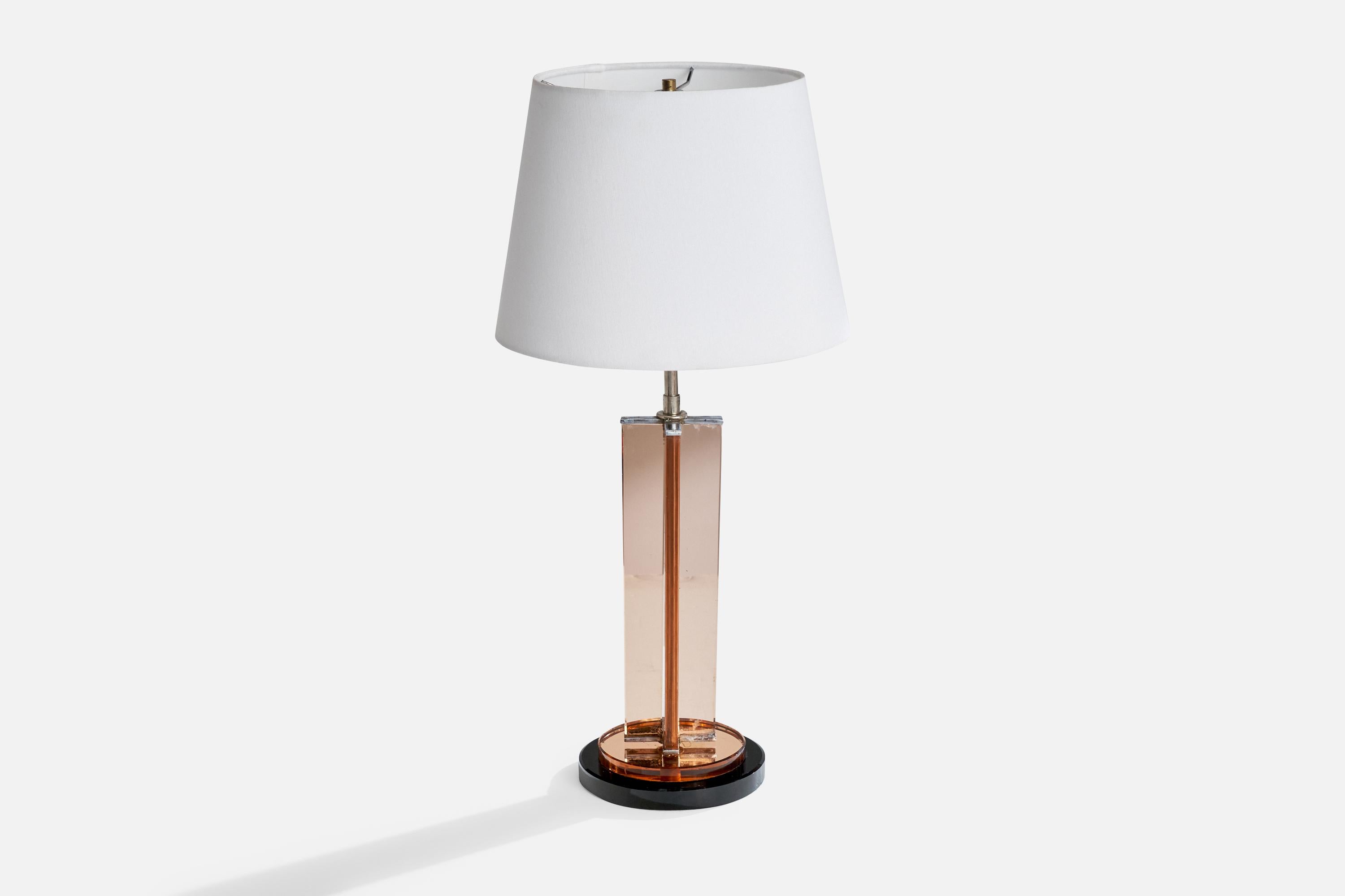 American Designer, Table Lamp, Metal, Glass, Marble, USA, 1980s In Good Condition For Sale In High Point, NC