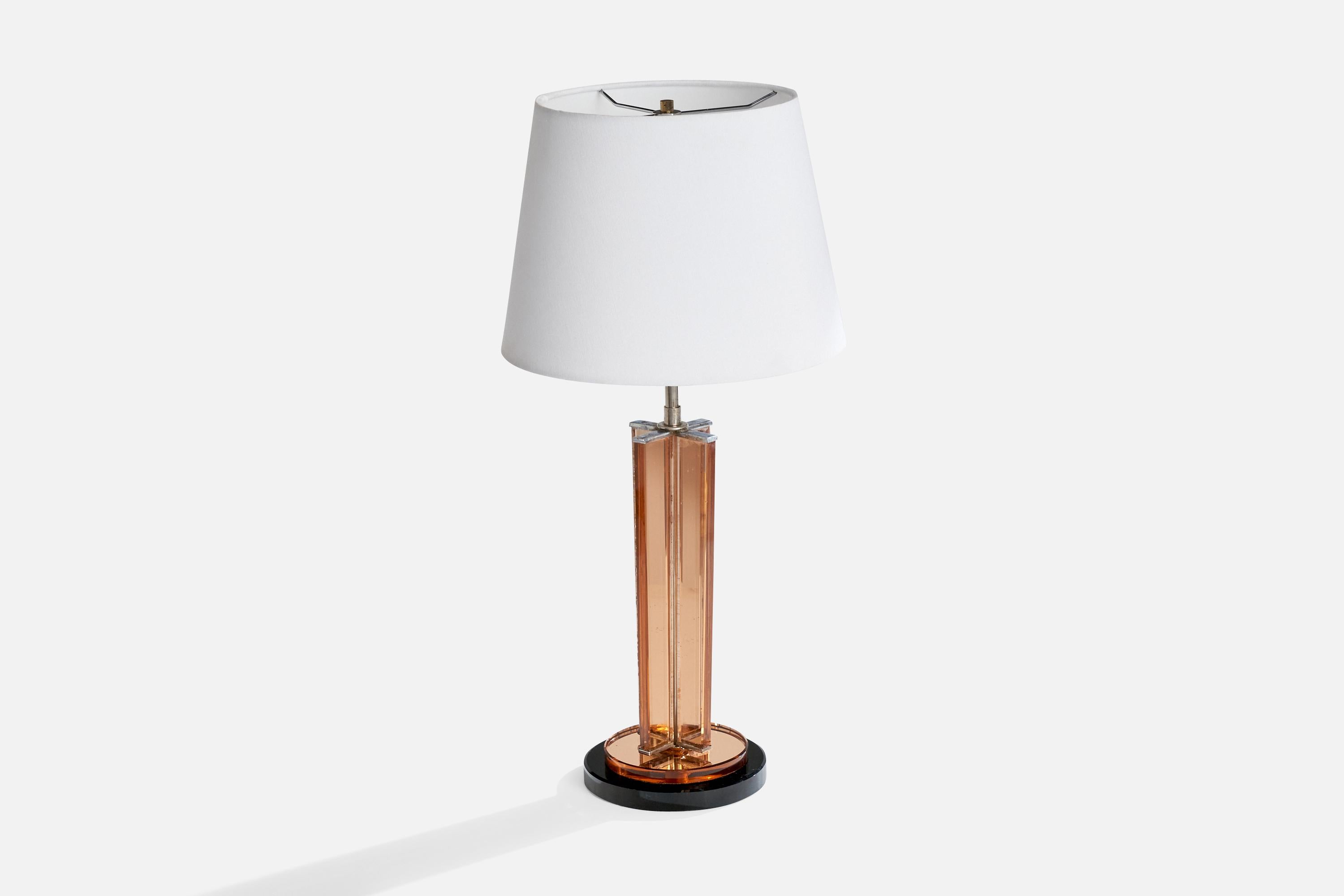 Late 20th Century American Designer, Table Lamp, Metal, Glass, Marble, USA, 1980s For Sale