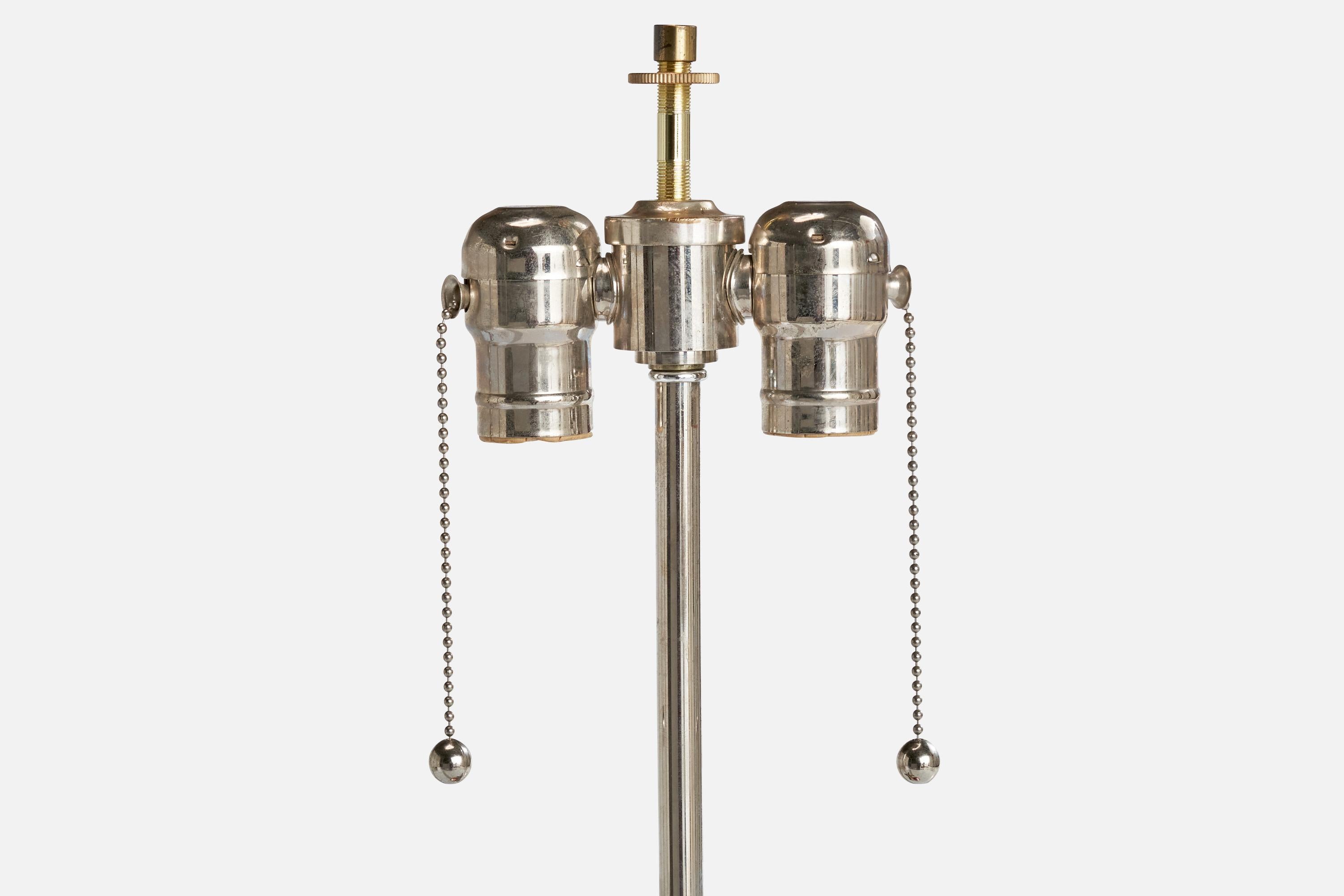 American Designer, Table Lamp, Metal, Glass, Marble, USA, 1980s For Sale 1