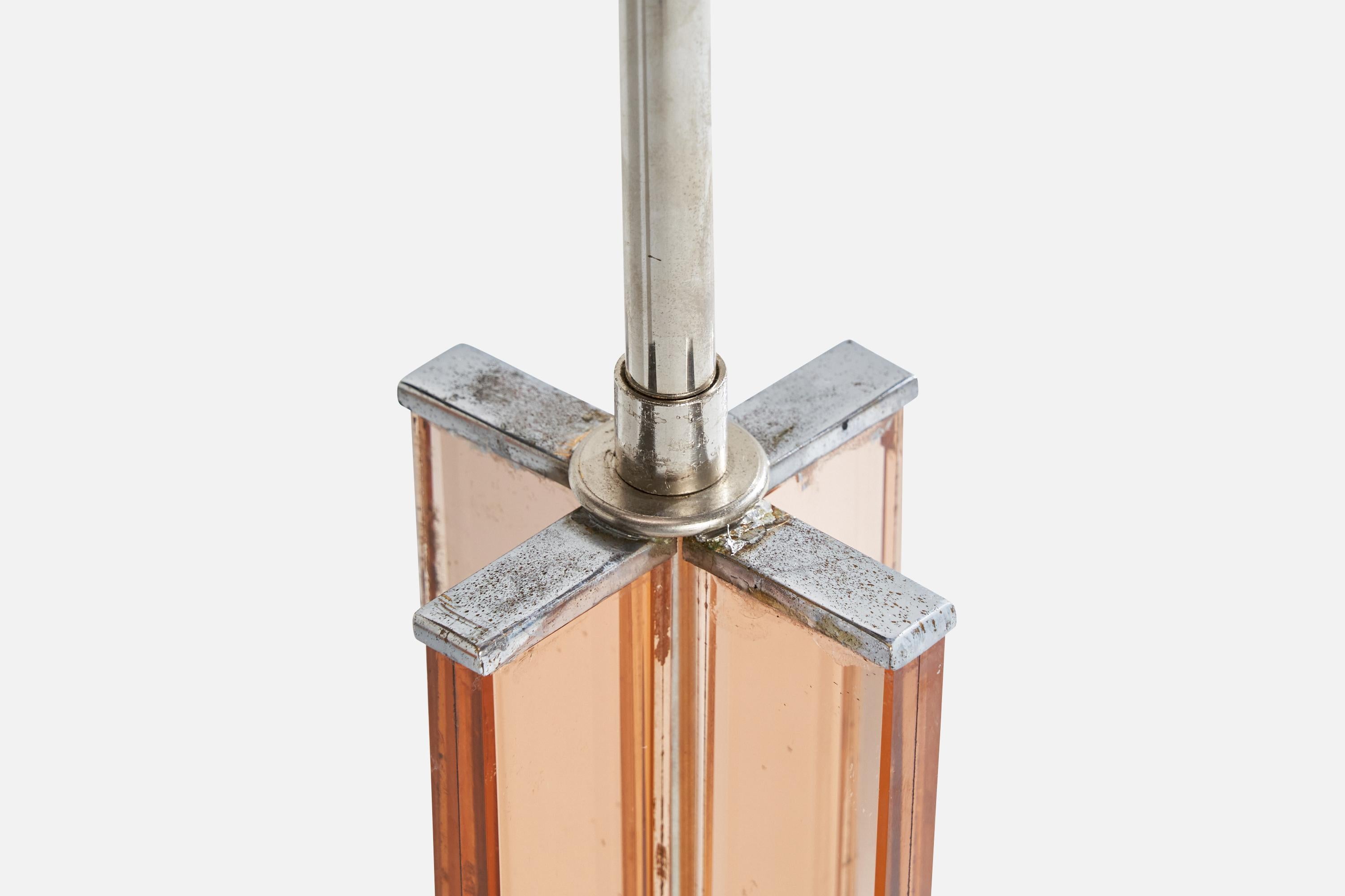 American Designer, Table Lamp, Metal, Glass, Marble, USA, 1980s For Sale 2