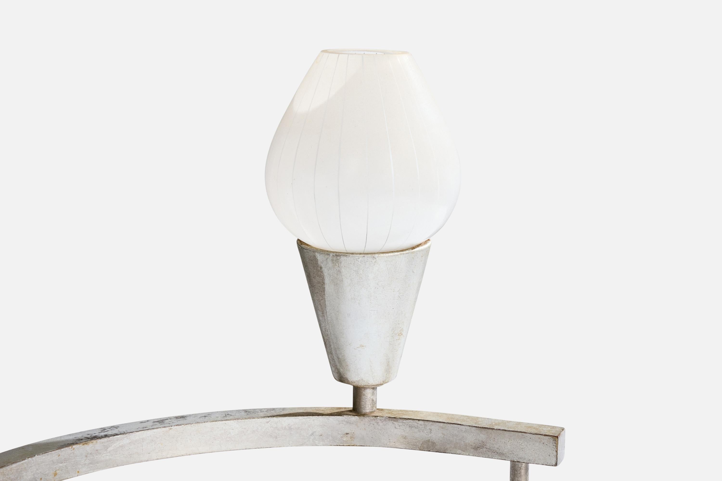 Milieu du XXe siècle Designer américain, lampe de table, métal, Wood Wood, verre, États-Unis, années 1930 en vente