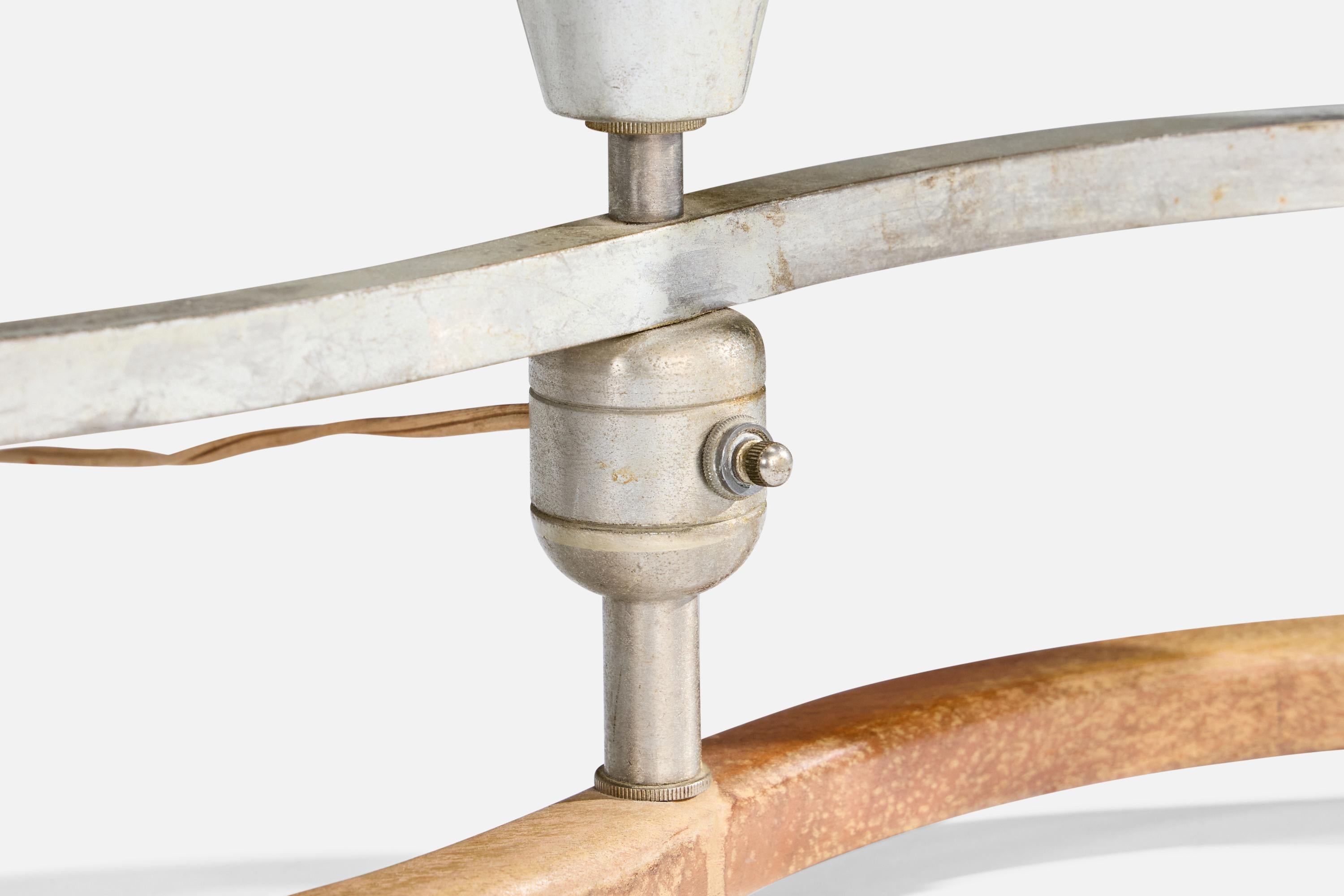 Designer américain, lampe de table, métal, Wood Wood, verre, États-Unis, années 1930 en vente 2