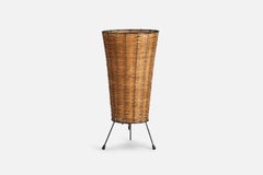American Designer, Table Lamp, Rattan, Metal, USA, 1950s