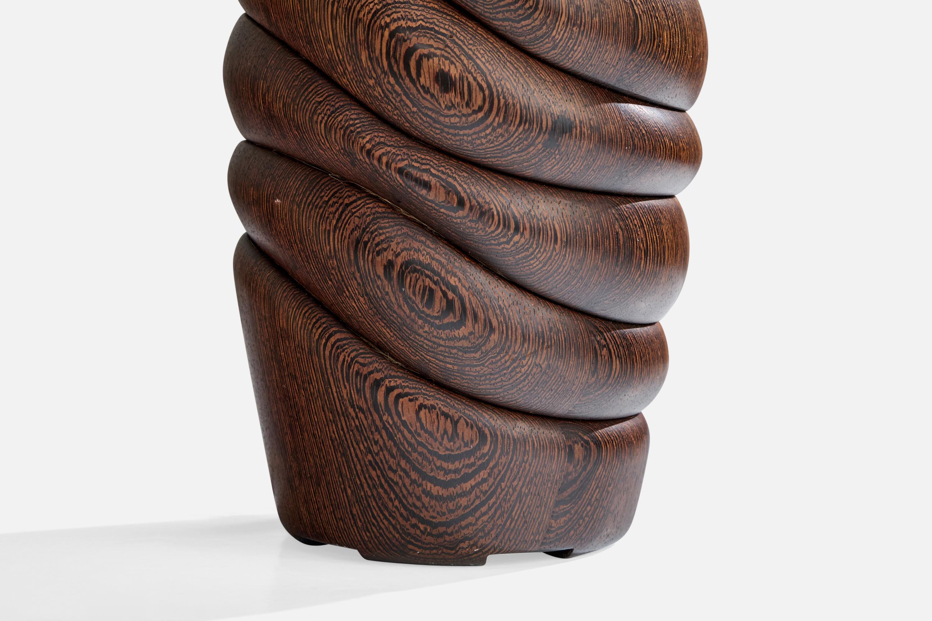 Designer américain, lampe de table, wengé, tissu, USA, 1980 en vente 4