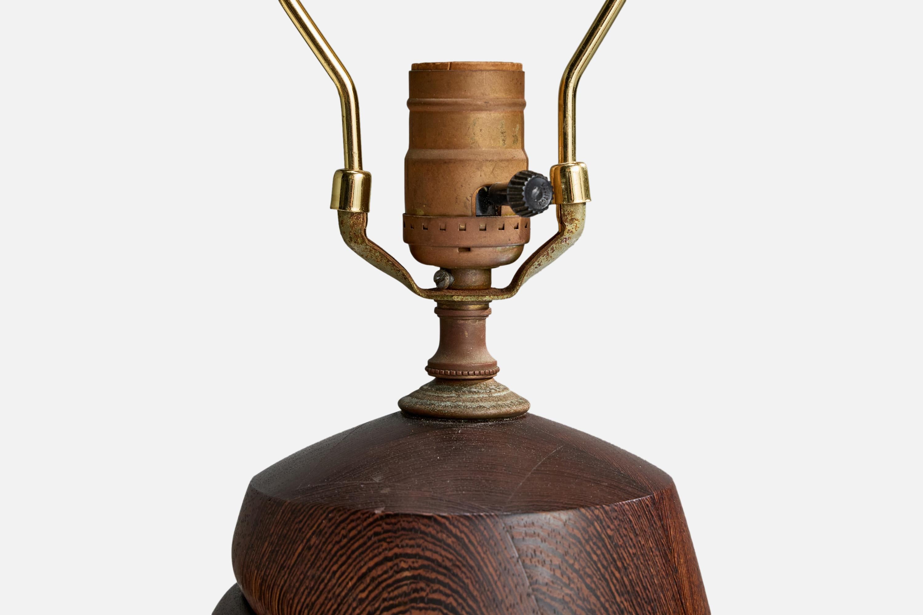 Tissu Designer américain, lampe de table, wengé, tissu, USA, 1980 en vente