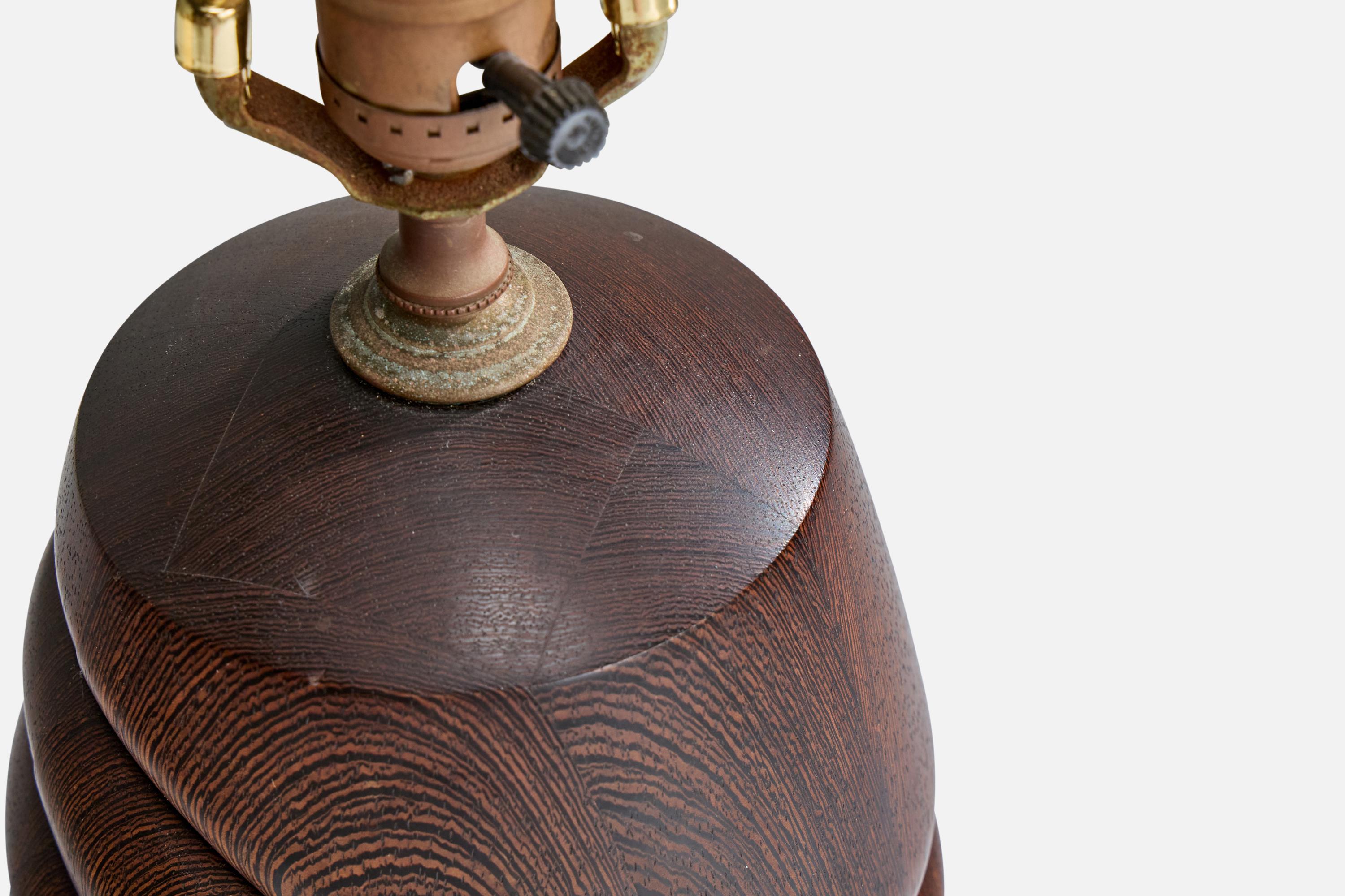 Designer américain, lampe de table, wengé, tissu, USA, 1980 en vente 1
