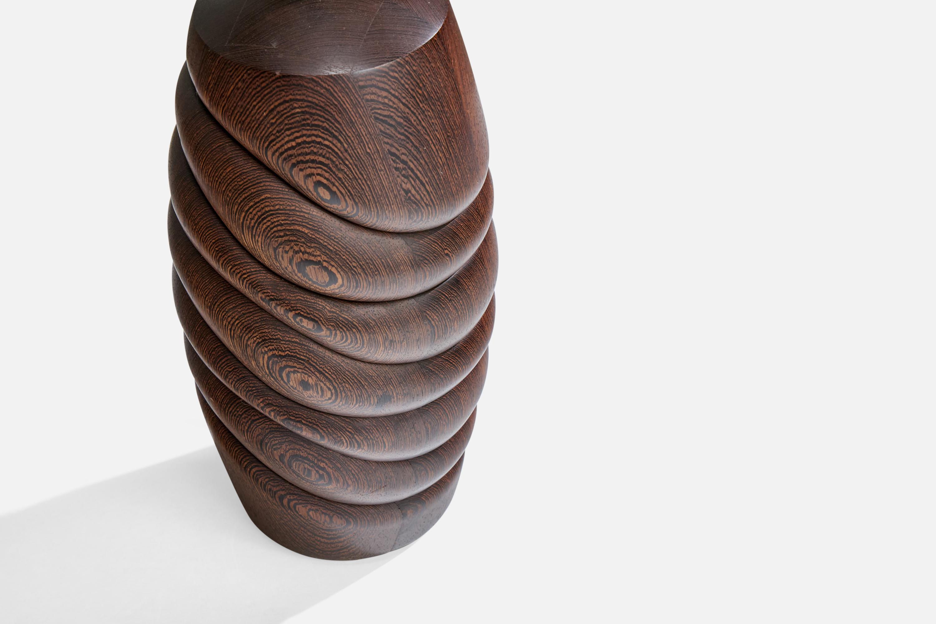 Designer américain, lampe de table, wengé, tissu, USA, 1980 en vente 2