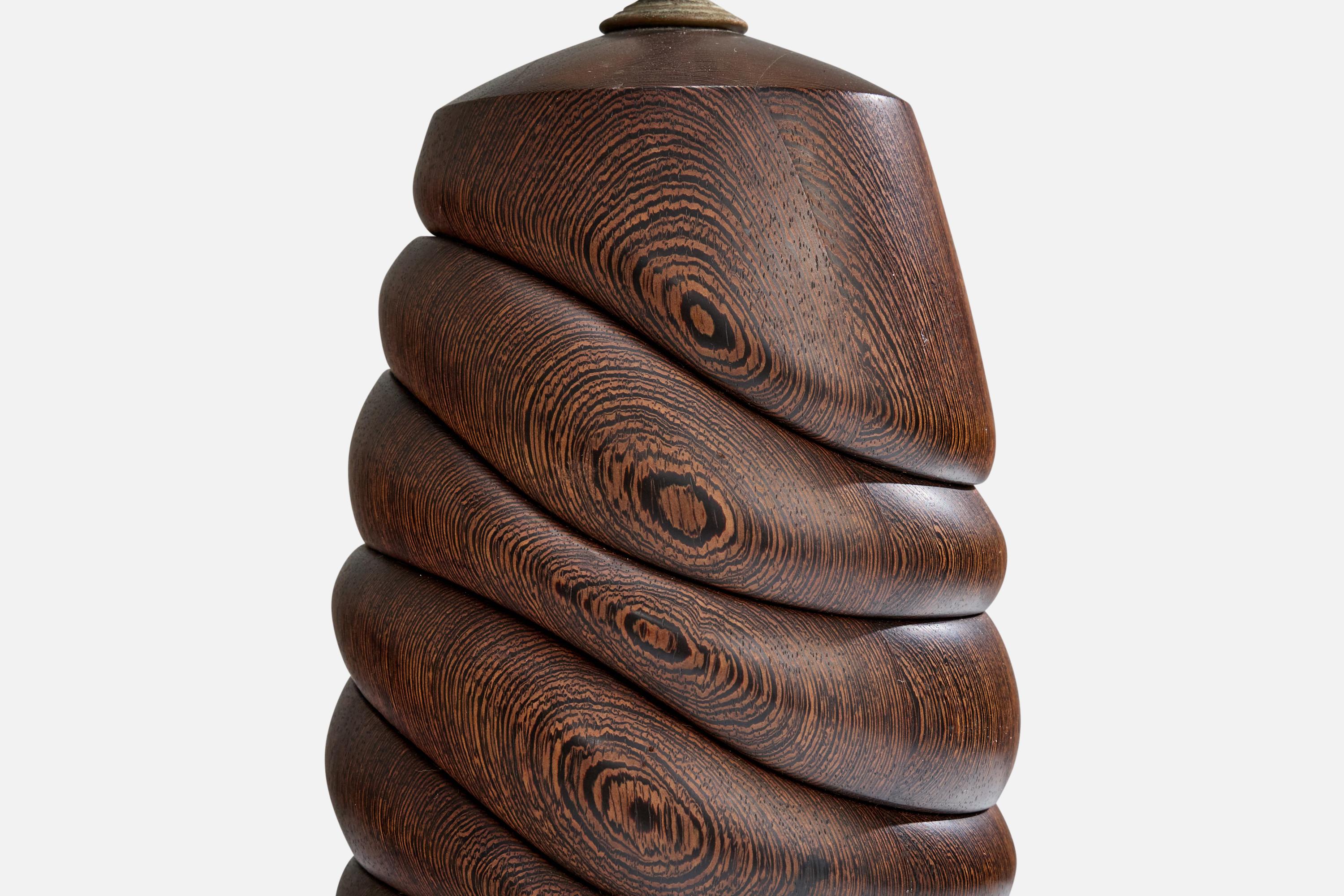 Designer américain, lampe de table, wengé, tissu, USA, 1980 en vente 3