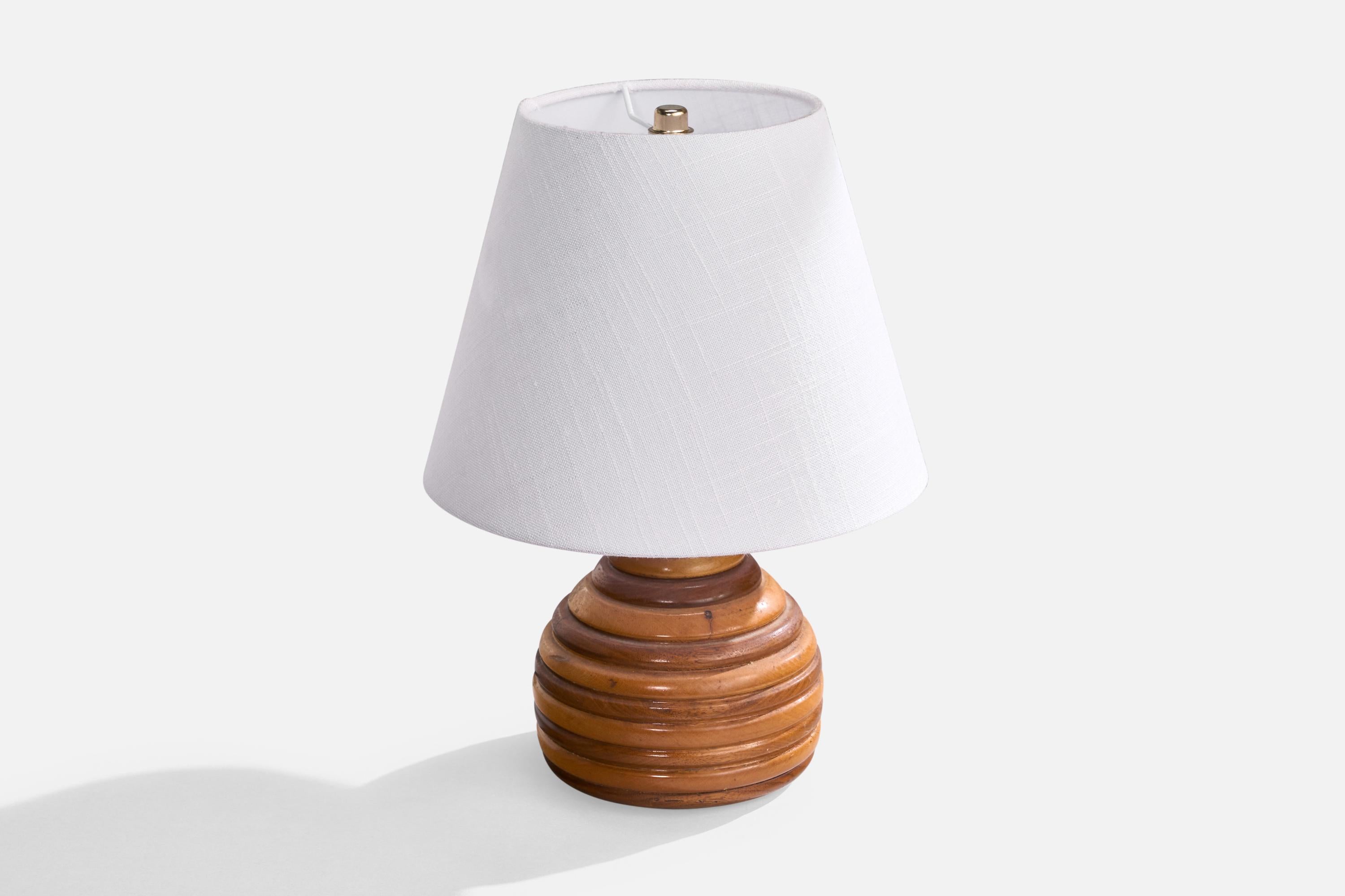 Americano Lampada da tavolo di design americano, Wood, Ottone, USA, anni '60 in vendita