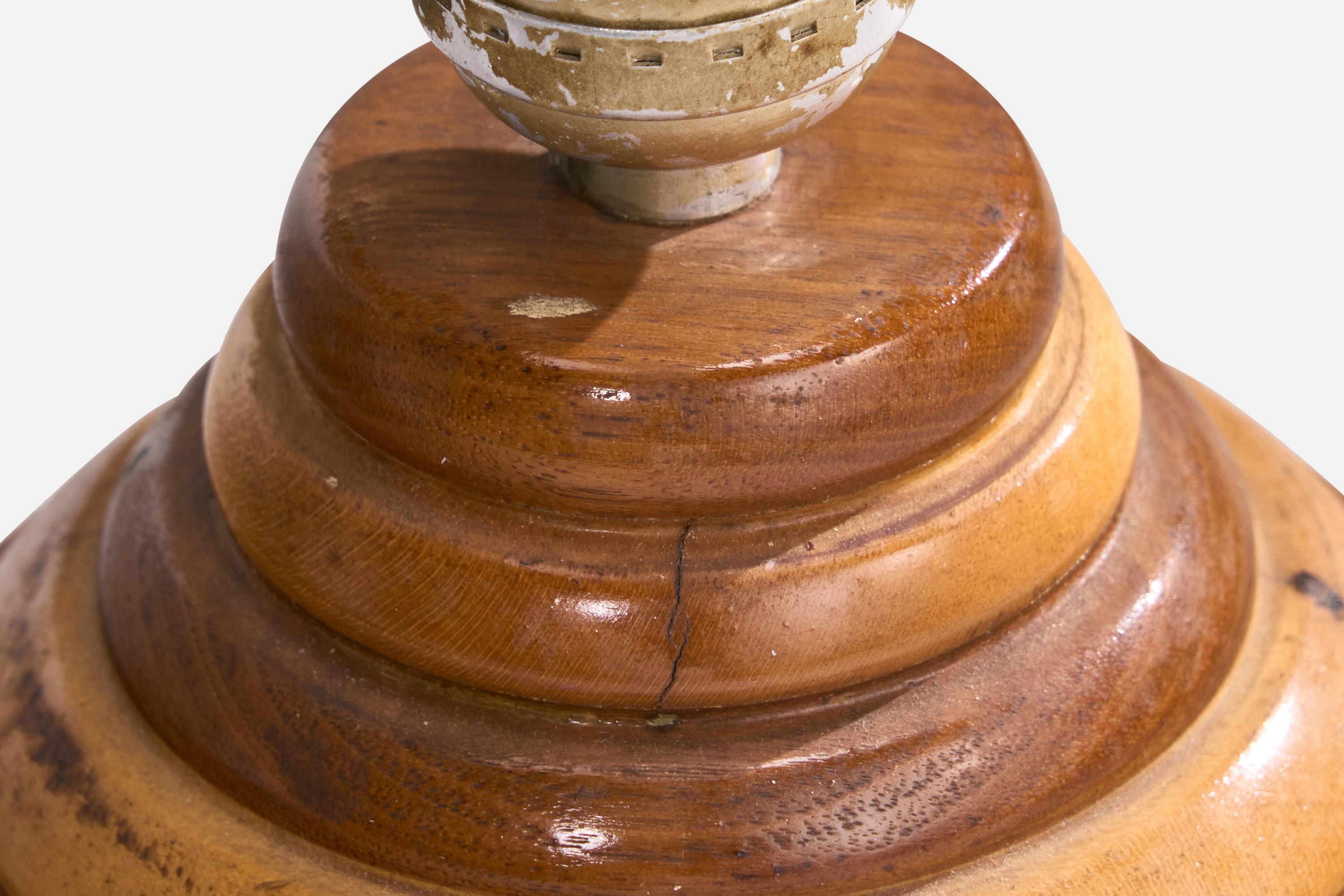 Metà XX secolo Lampada da tavolo di design americano, Wood, Ottone, USA, anni '60 in vendita