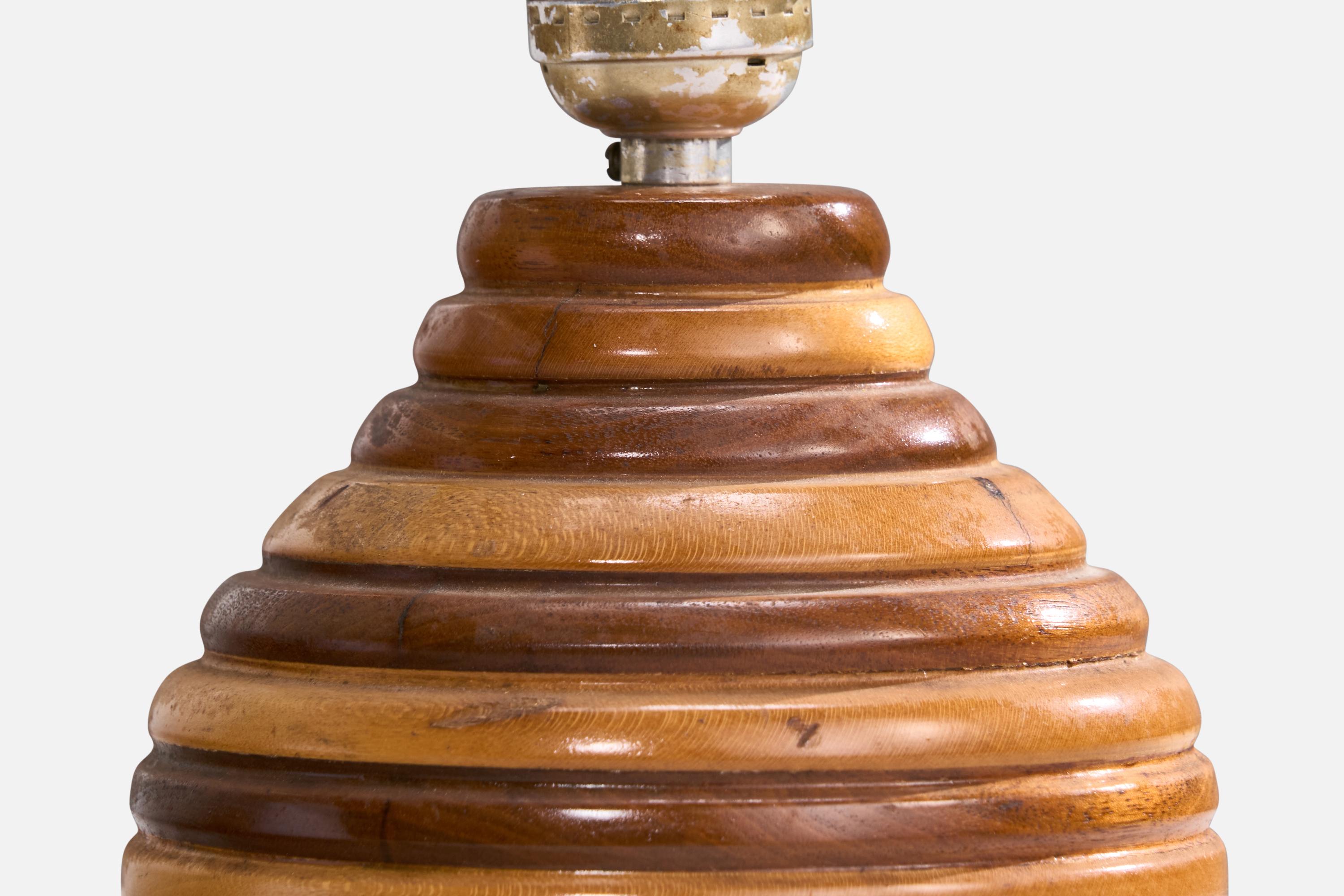 Lampada da tavolo di design americano, Wood, Ottone, USA, anni '60 in vendita 1
