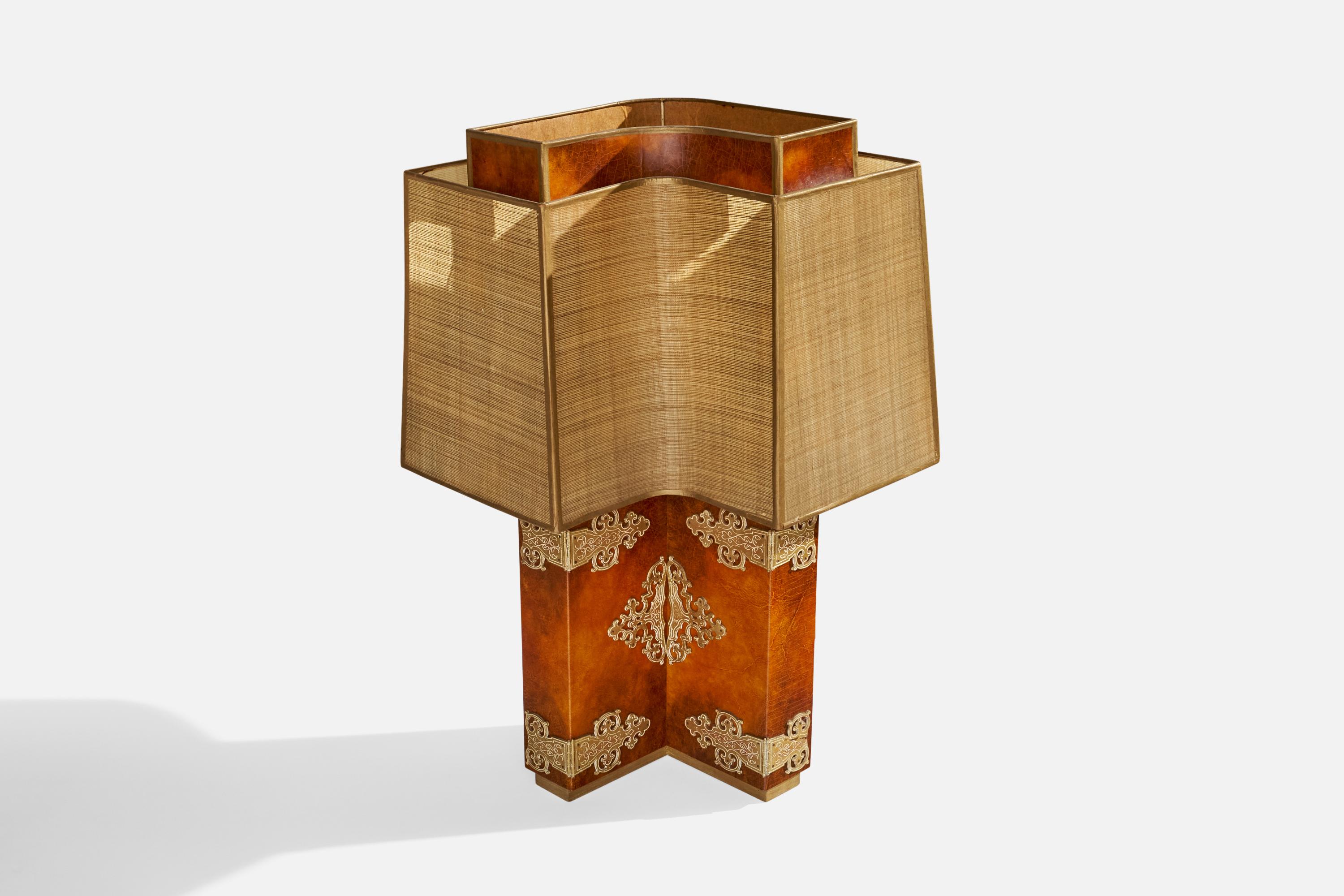 Mid-20th Century American Designer, Table Lamp, Wood, Raffia, Fiberglass, USA, 1950s For Sale