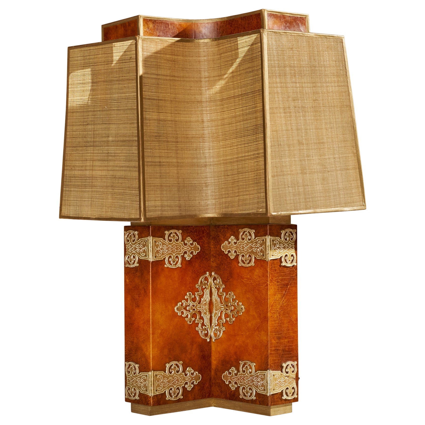 American Designer, Table Lamp, Wood, Raffia, Fiberglass, USA, 1950s