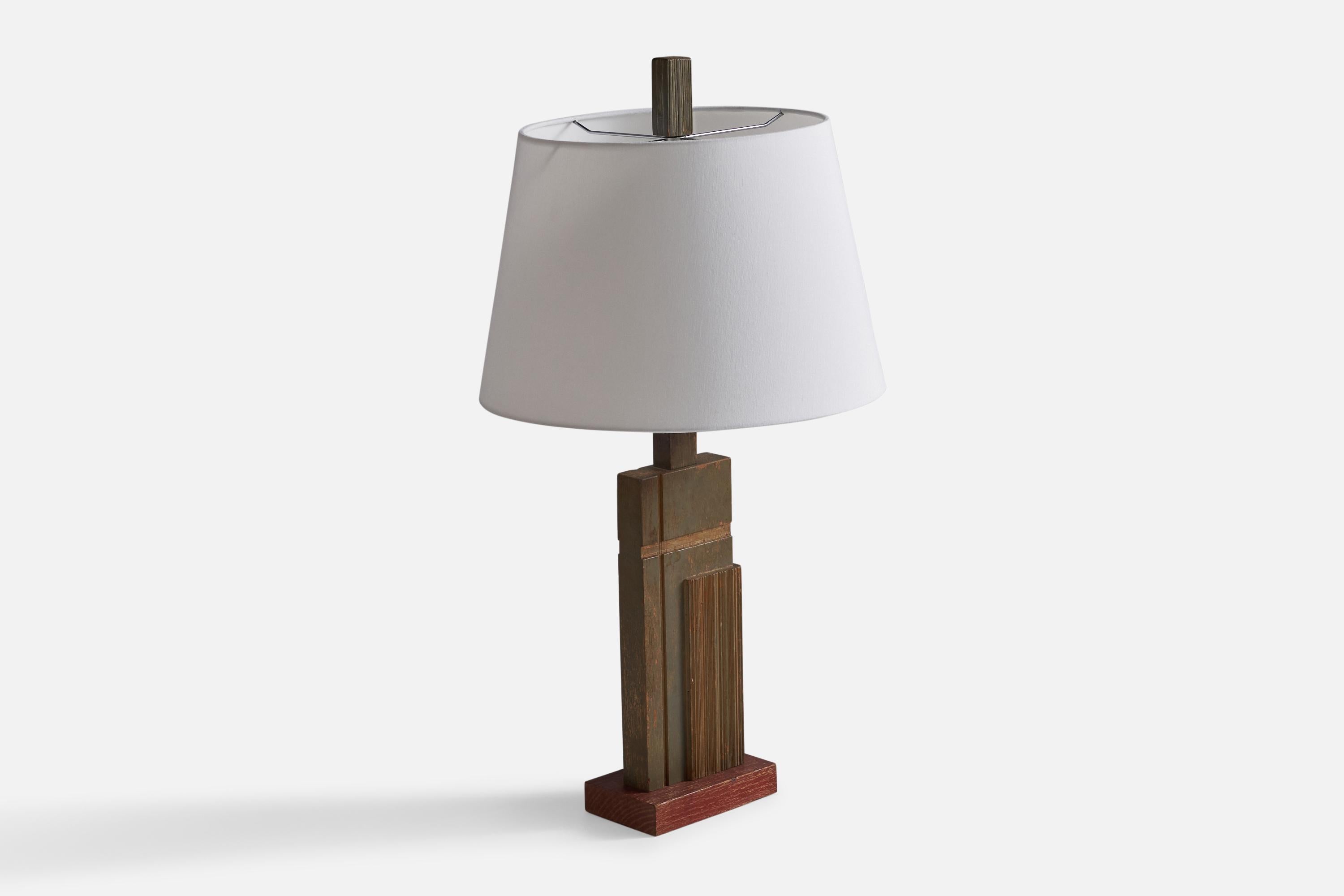 Mid-Century Modern American Designer, Table Lamp, Wood, USA, 1950s For Sale