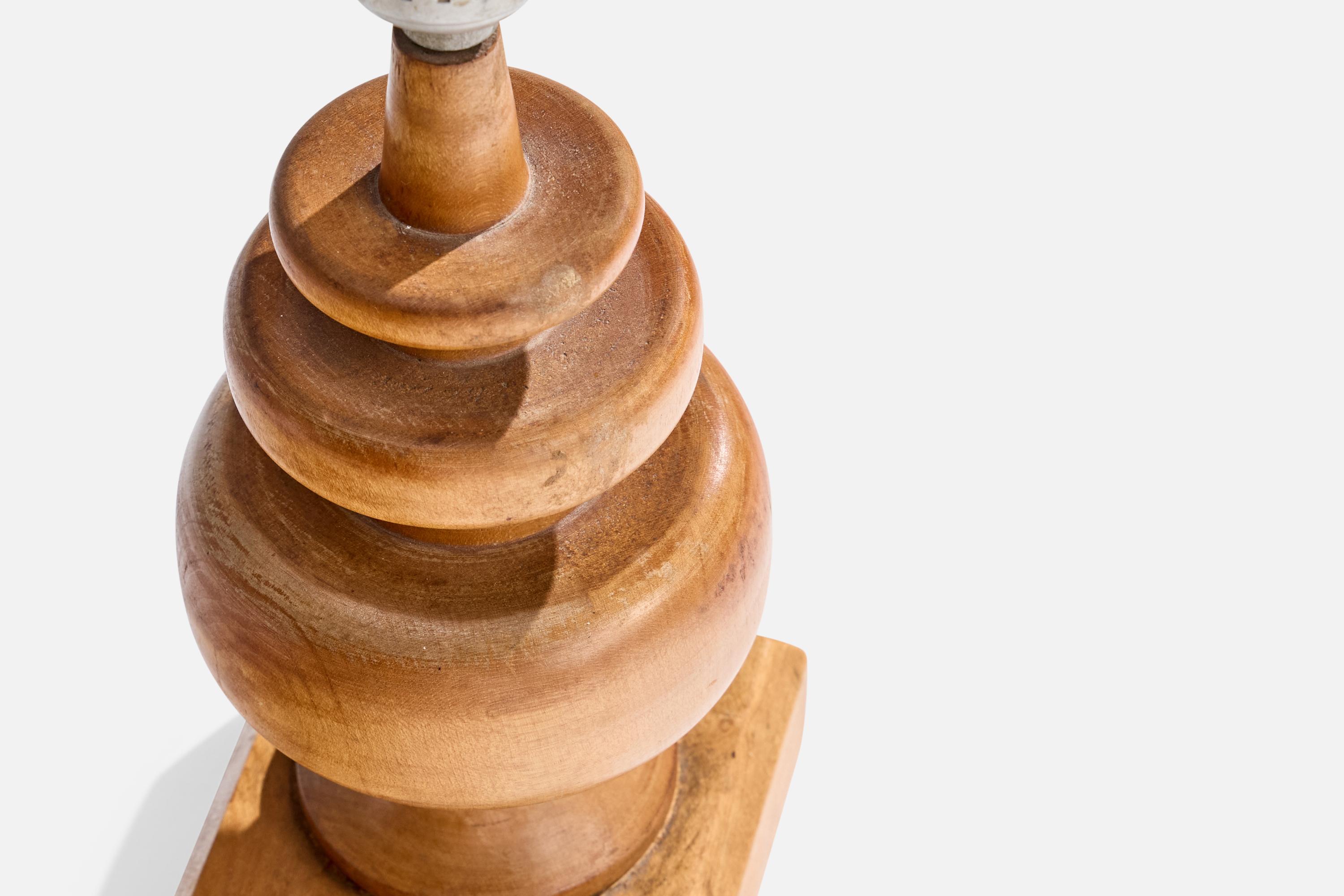 Diseñador americano, Lámpara de mesa, Madera, EE.UU., Años 50 mediados del siglo XX en venta