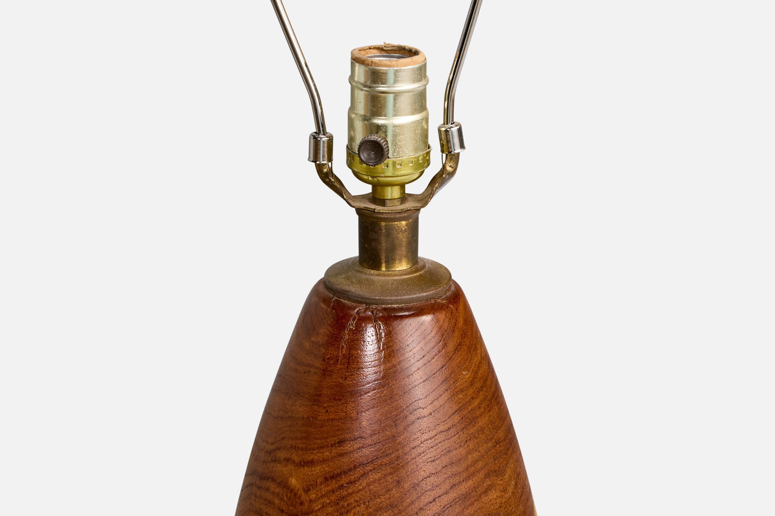 American Designer, Table Lamp, Wood, USA, 1950s For Sale 2
