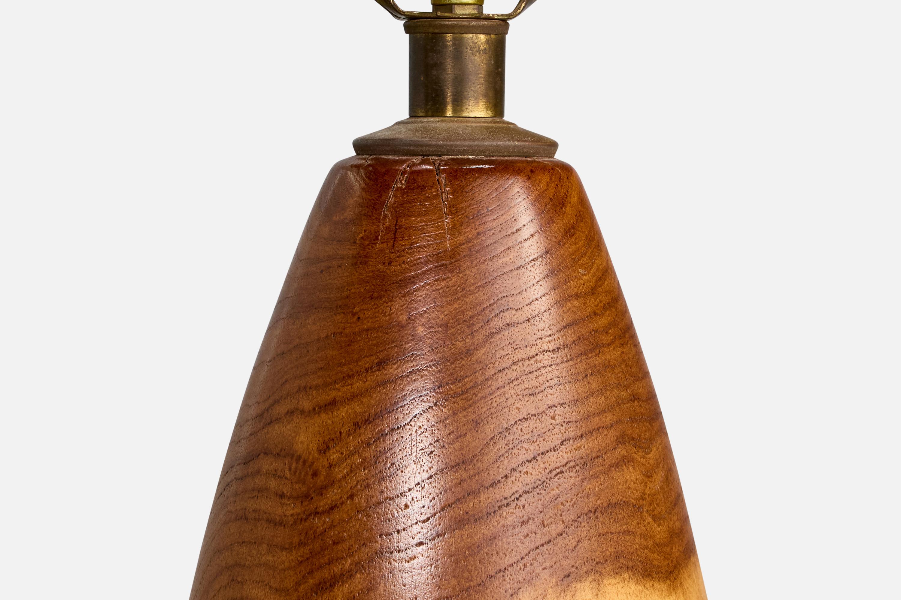 American Designer, Table Lamp, Wood, USA, 1950s For Sale 3