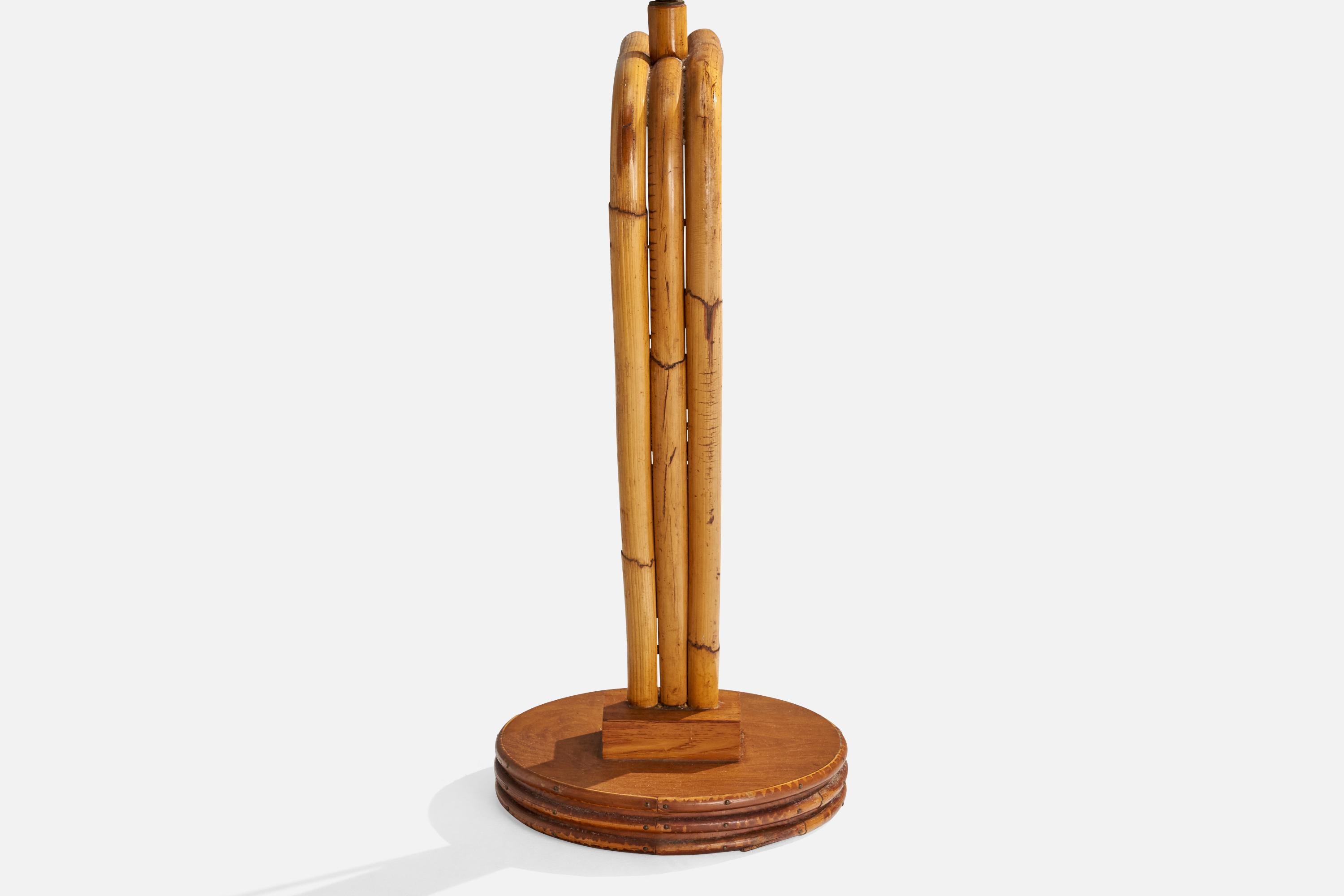 American Designer, Table Lamps, Bamboo, Brass, Wood, USA, 1950s For Sale 5