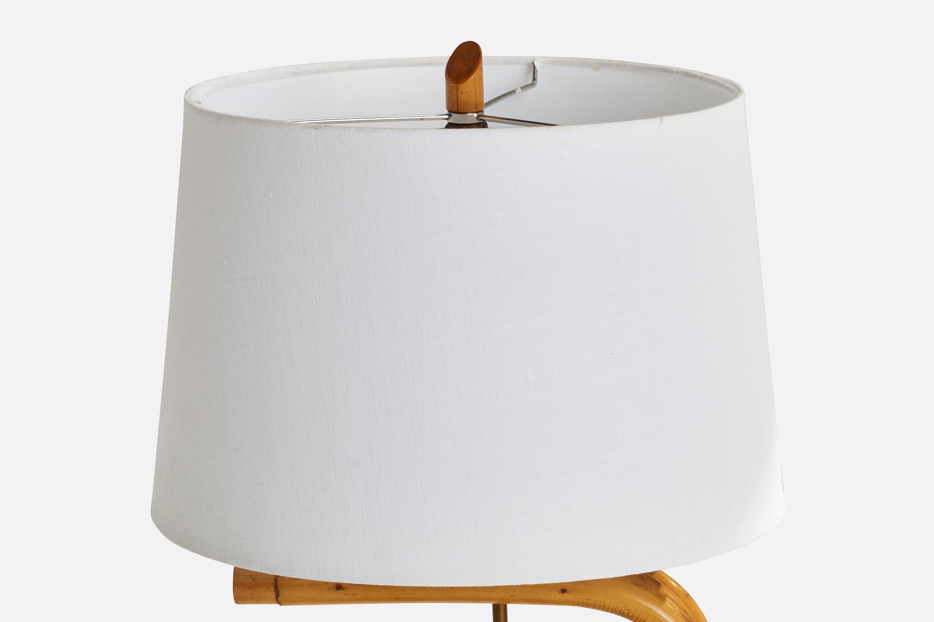 American Designer, Table Lamps, Bamboo, Brass, Wood, USA, 1950s For Sale 2