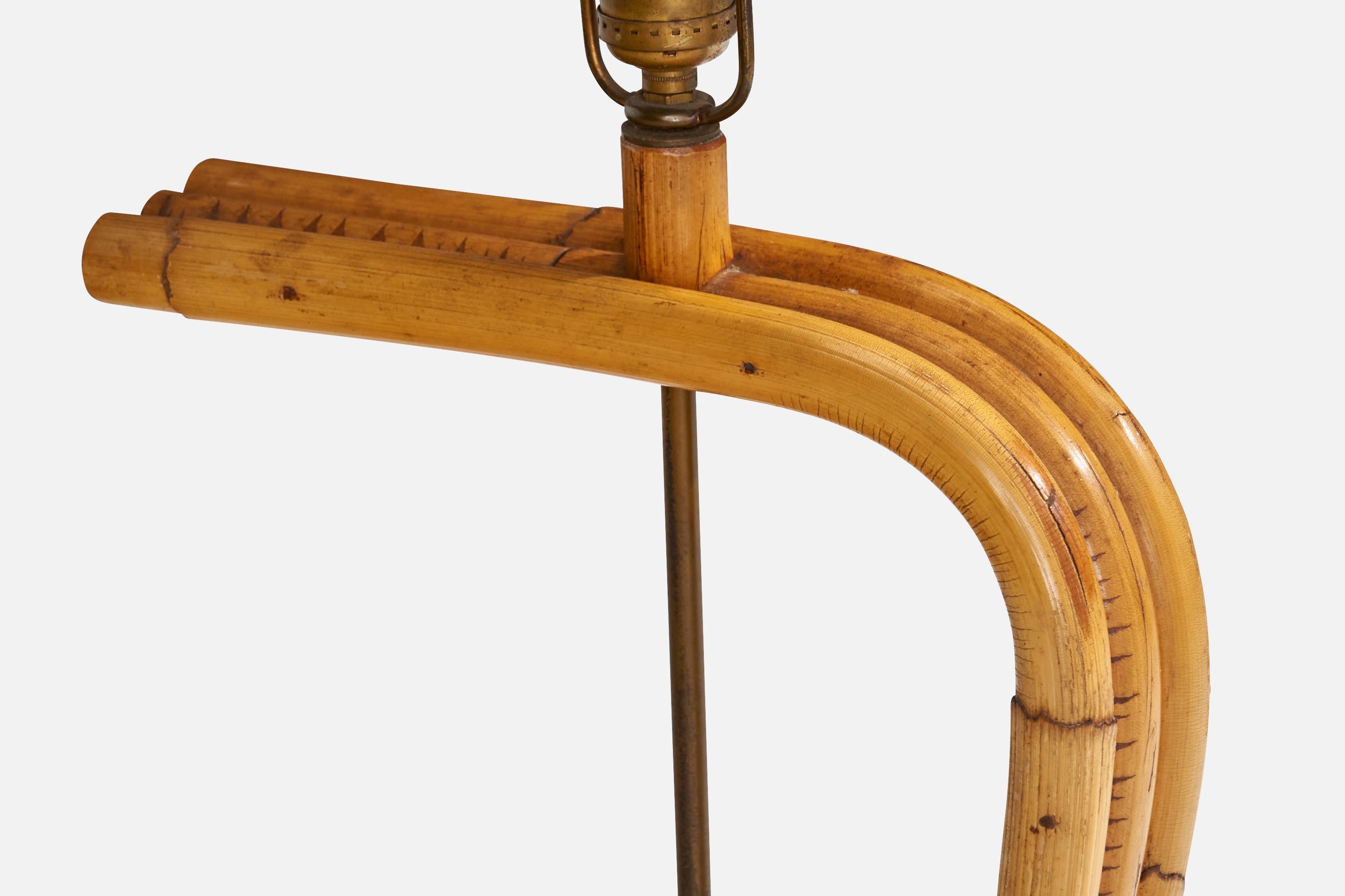 American Designer, Table Lamps, Bamboo, Brass, Wood, USA, 1950s For Sale 3