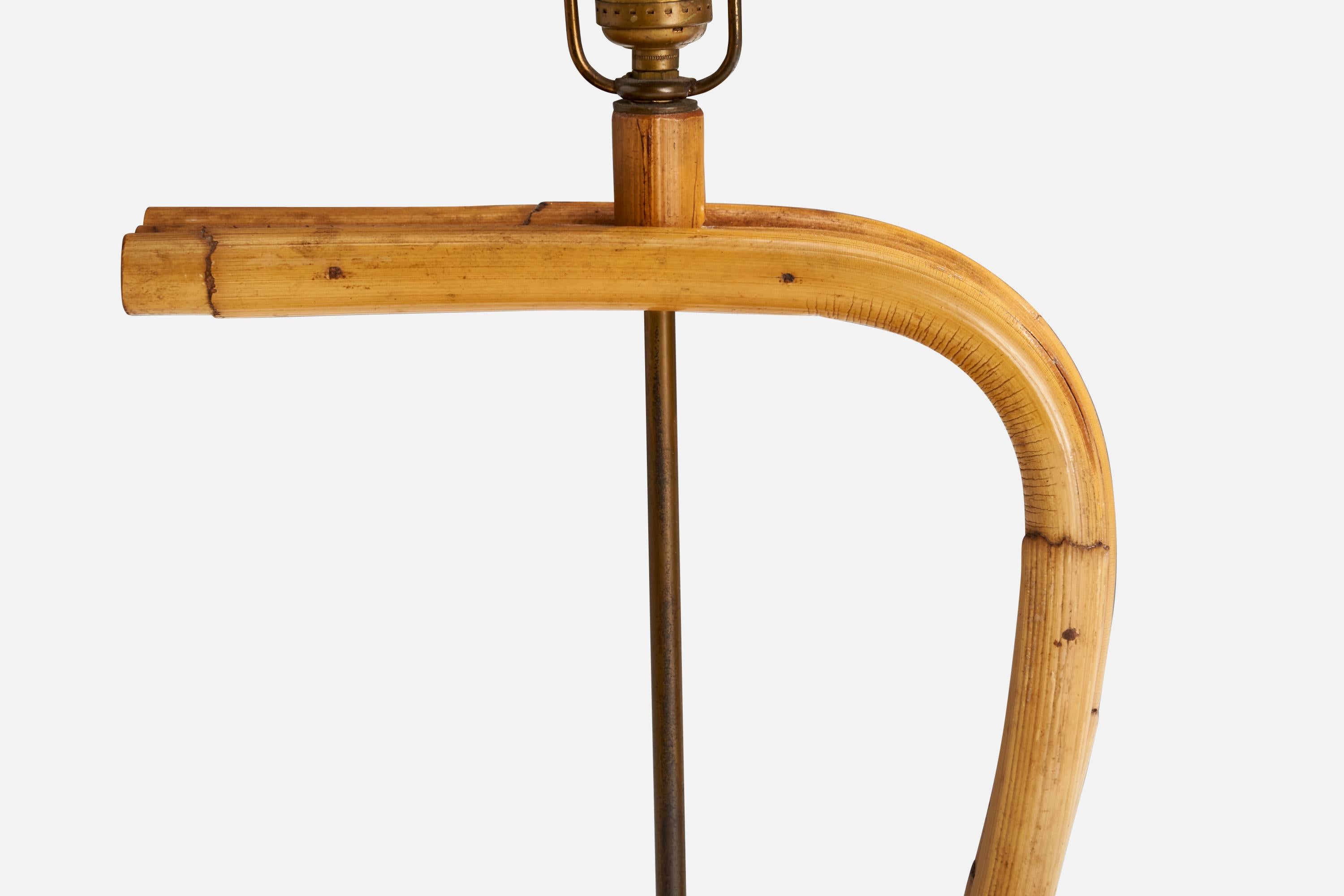 American Designer, Table Lamps, Bamboo, Brass, Wood, USA, 1950s For Sale 4