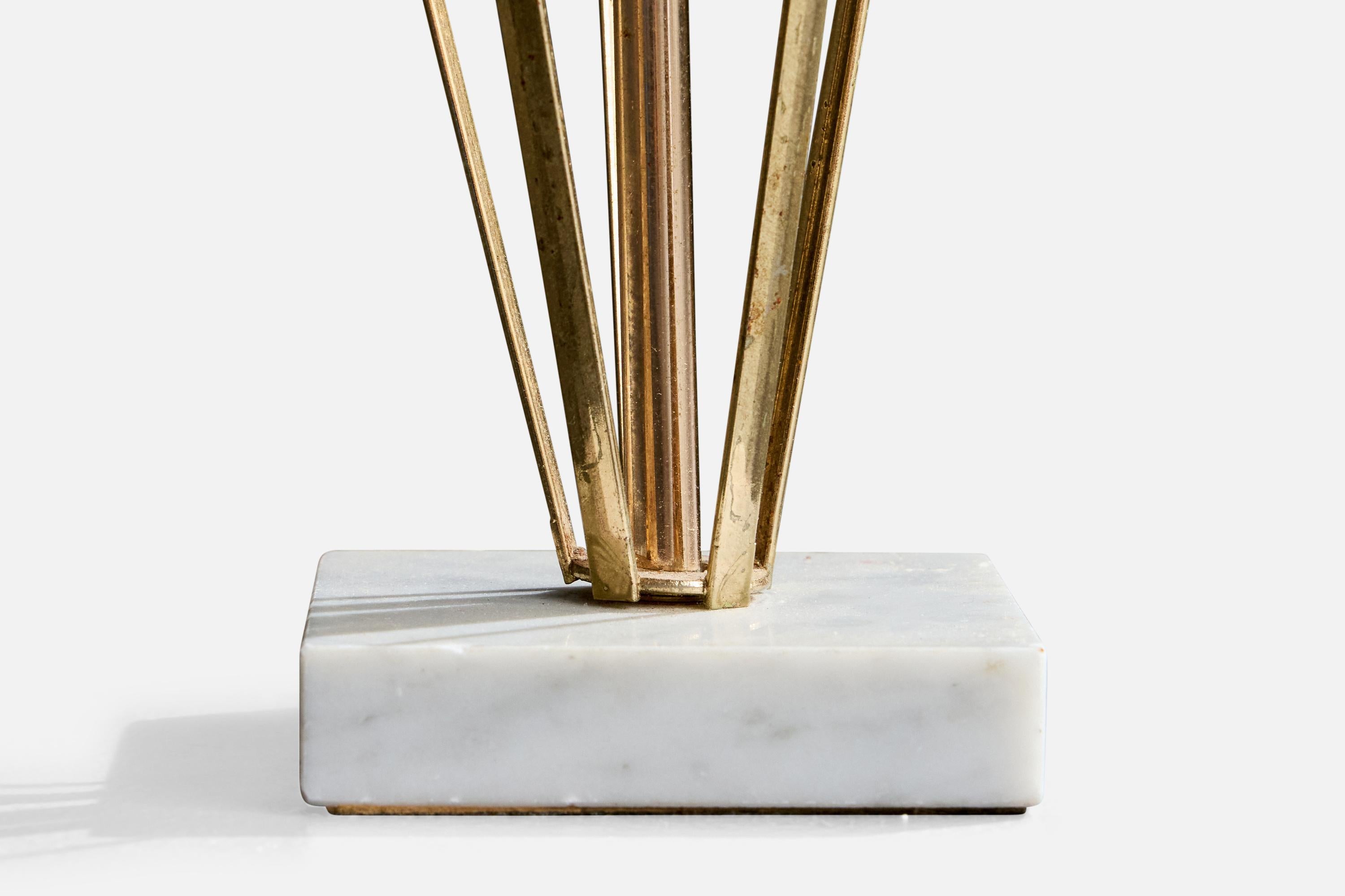 Designer américain, lampes de table, laiton, marbre, États-Unis, années 1950. en vente 2