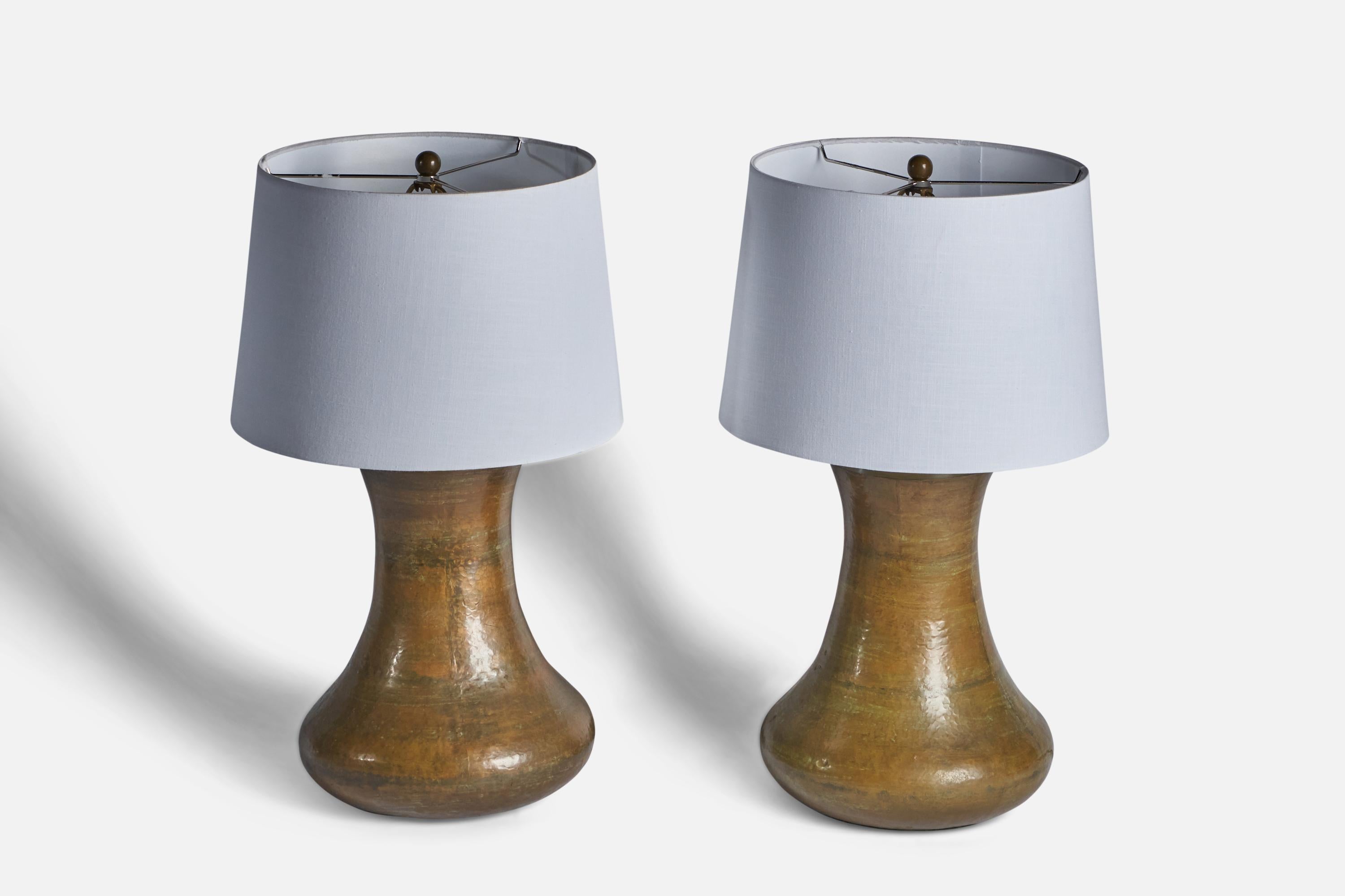 Post-Modern American Designer, Table Lamps, Brass, USA, 1970s For Sale