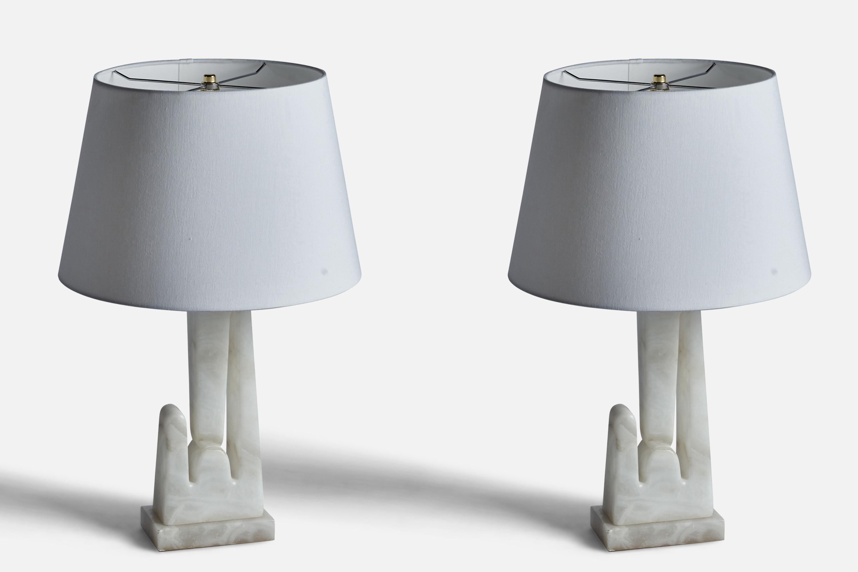 Mid-Century Modern American Designer, Table Lamps, Marble, USA, 1950s For Sale