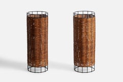 Designer americano, Lampade da tavolo, Metallo, Rattan, USA, anni '50