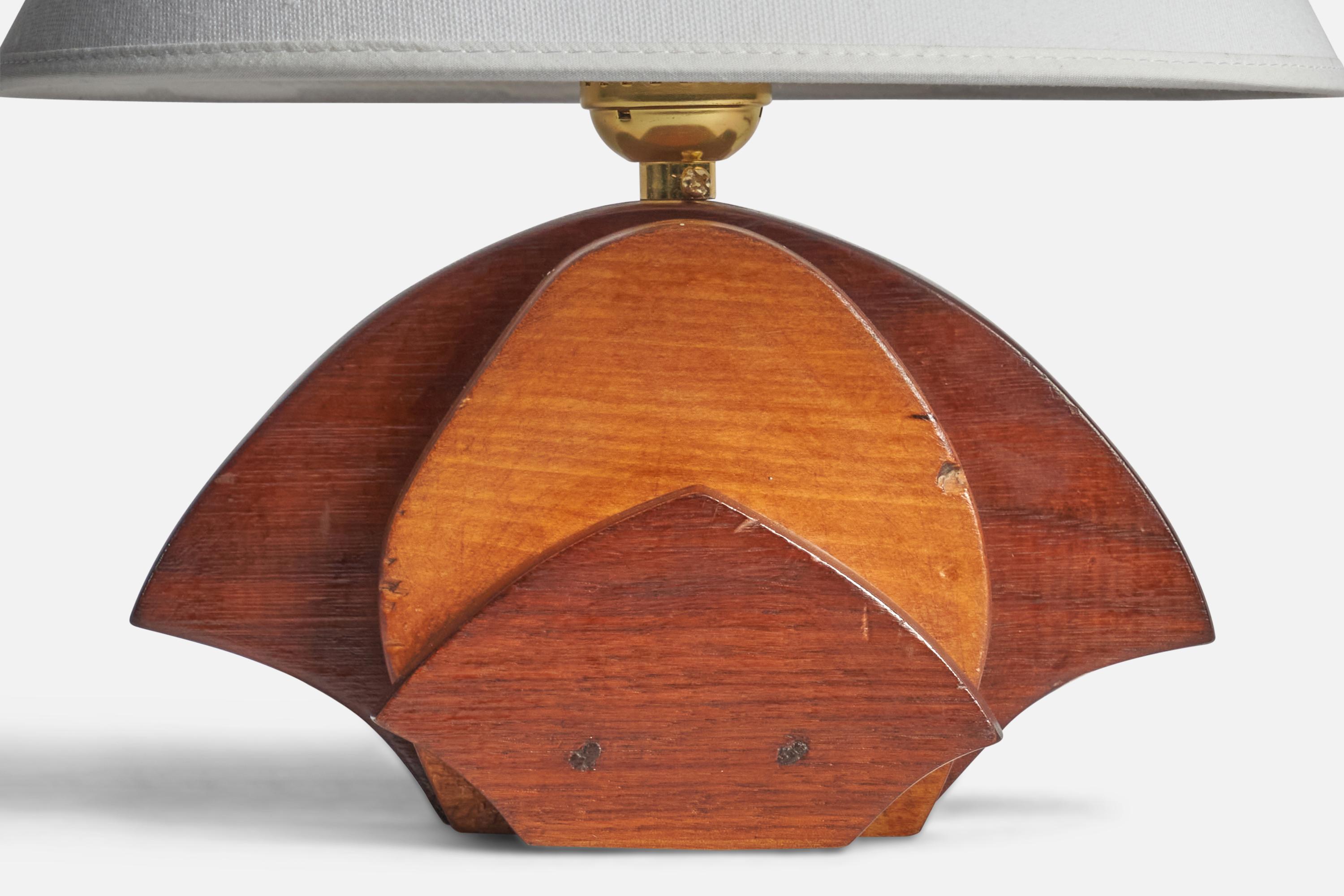 Mid-Century Modern American Designer, Table Lamps, Oak, Walnut, USA, 1940s For Sale