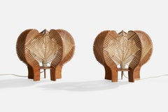 American Designer, Table Lamps, Plywood, Reed, USA, 1950s