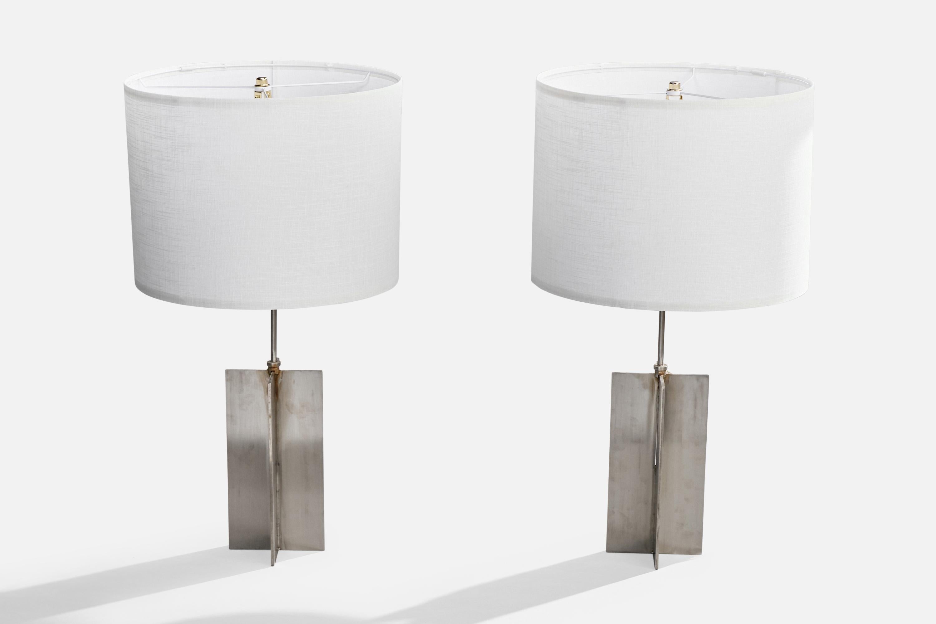 Mid-Century Modern American Designer, Table Lamps, Steel, USA, 1960s For Sale