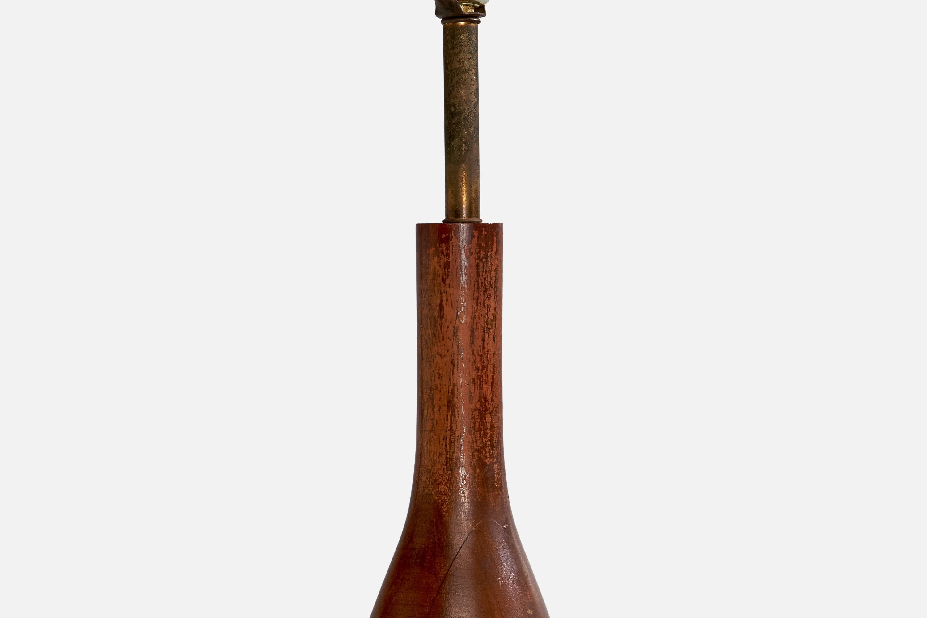Designer américain, lampes de table, noyer, laiton, papier, États-Unis, années 1950 en vente 2