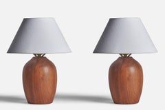 American Designer, Table Lamps, Walnut, USA, 1950s