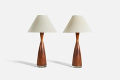 Amerikanischer Designer, Tischlampen, Holz, Acryl, Vereinigte Staaten, 1960er Jahre