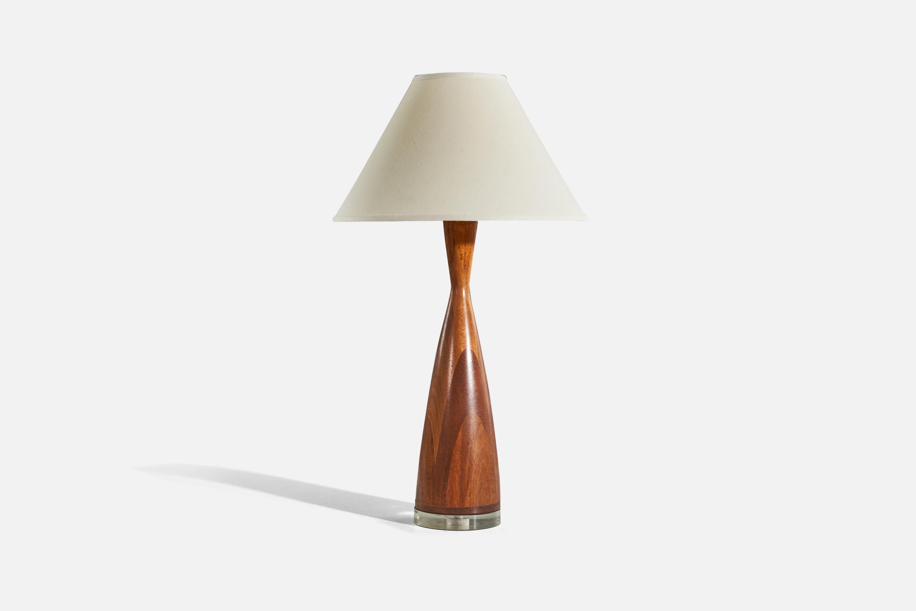Americano Designer americano, Lampade da tavolo, Wood, Acrilico, Stati Uniti, anni '60 in vendita