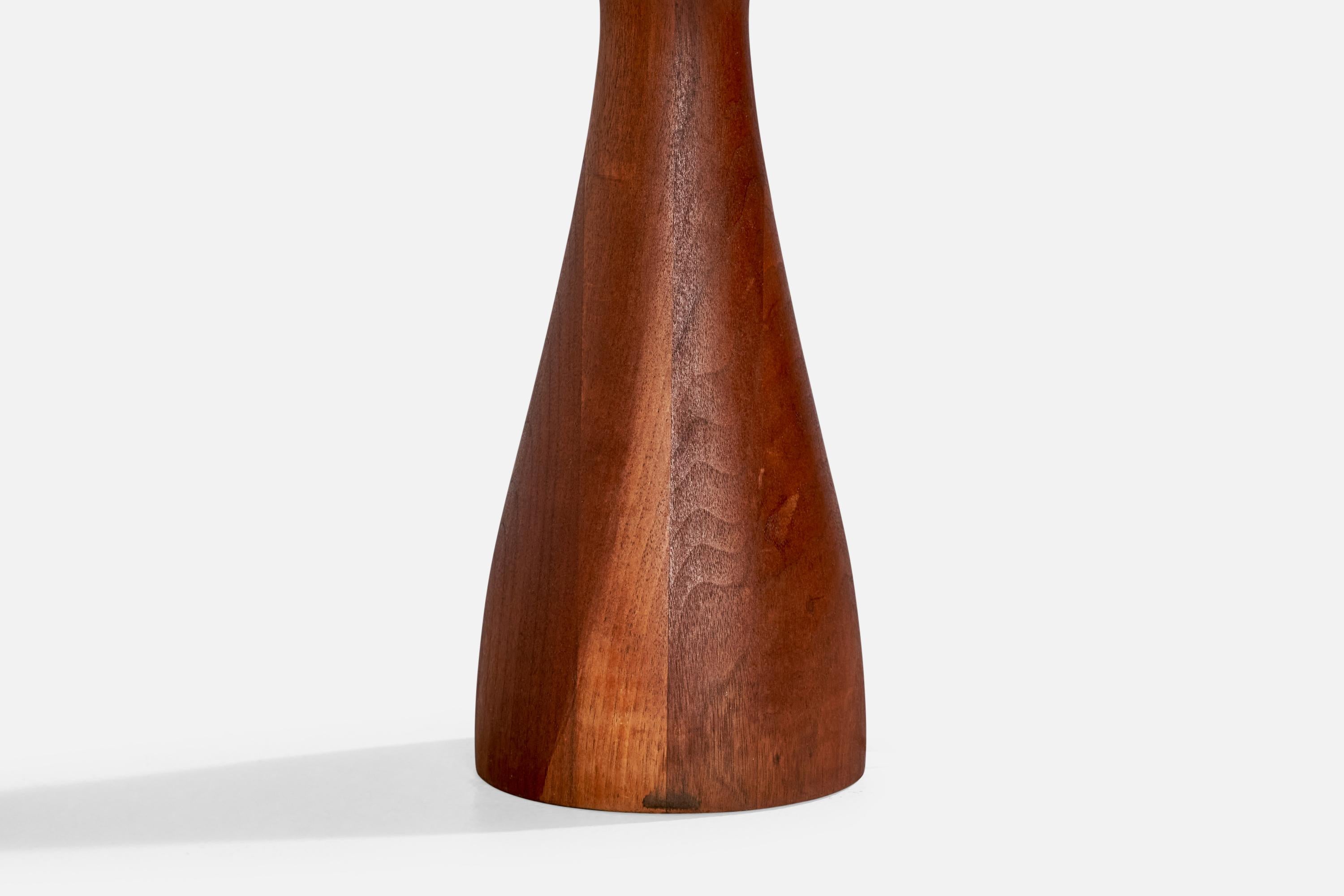 American Designer, Table Lamps, Wood, Brass, Rattan, USA, 1950s For Sale 6