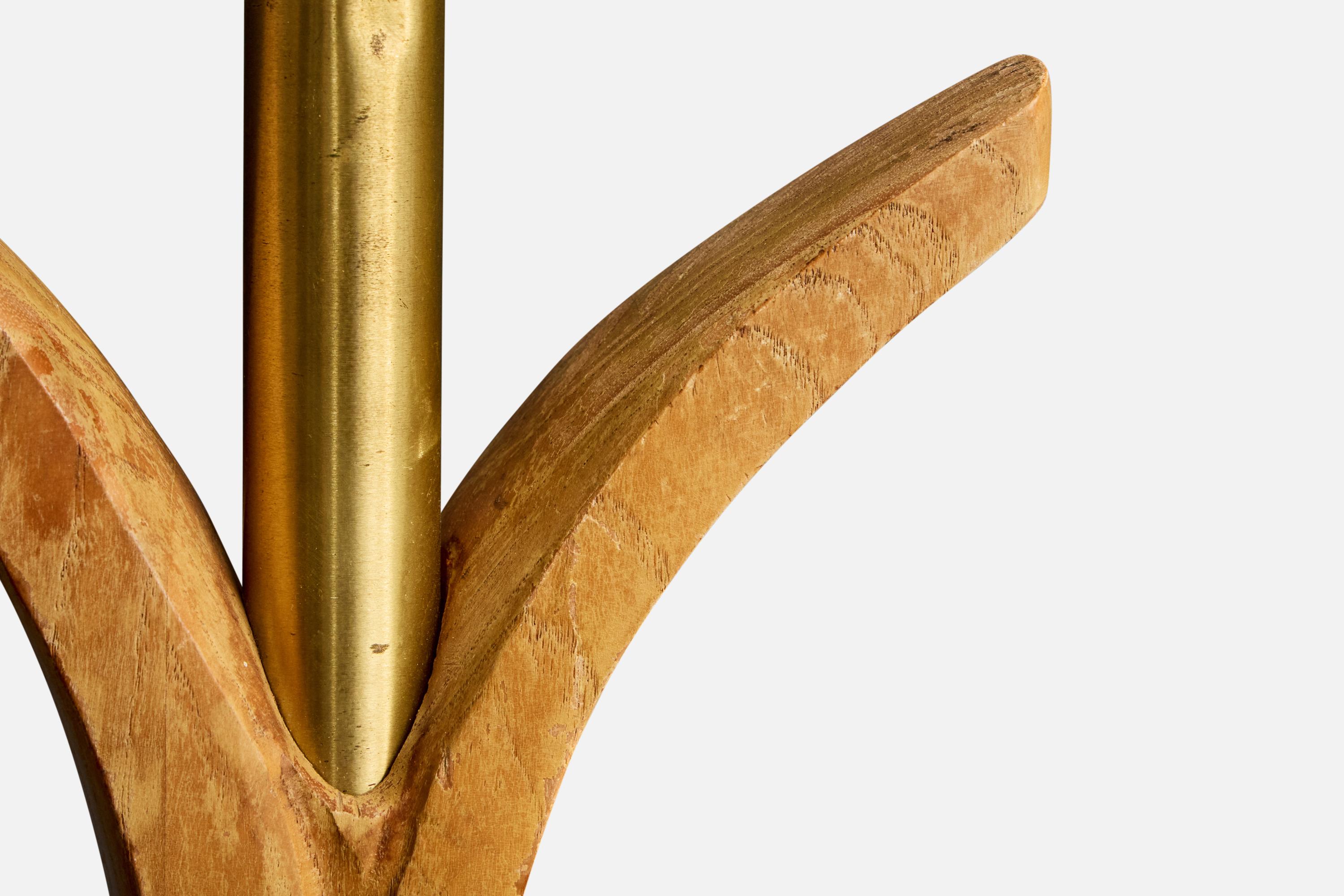 Designer américain, lampes de table, Wood Wood, Brass, USA, années 1950 en vente 2