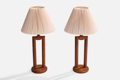 American Designer, Table Lamps, Wood, Paper, USA, 1950s