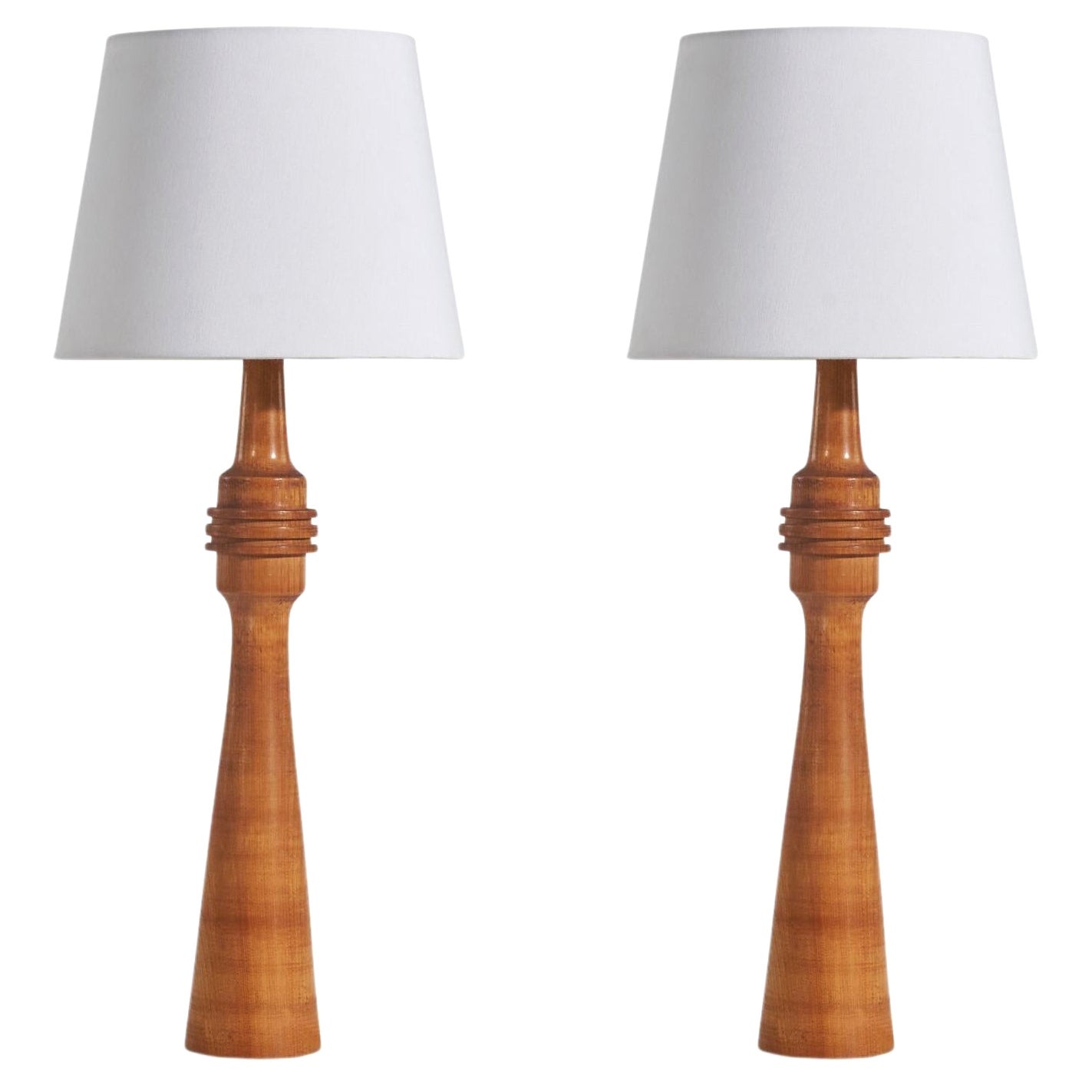 American Designer, Table Lamps, Wood, United States, 1950s For Sale