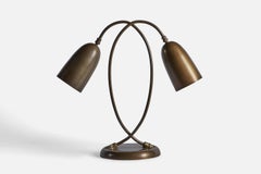 American Designer, Two-Armed Table Lamp, Brass, USA, 1950s