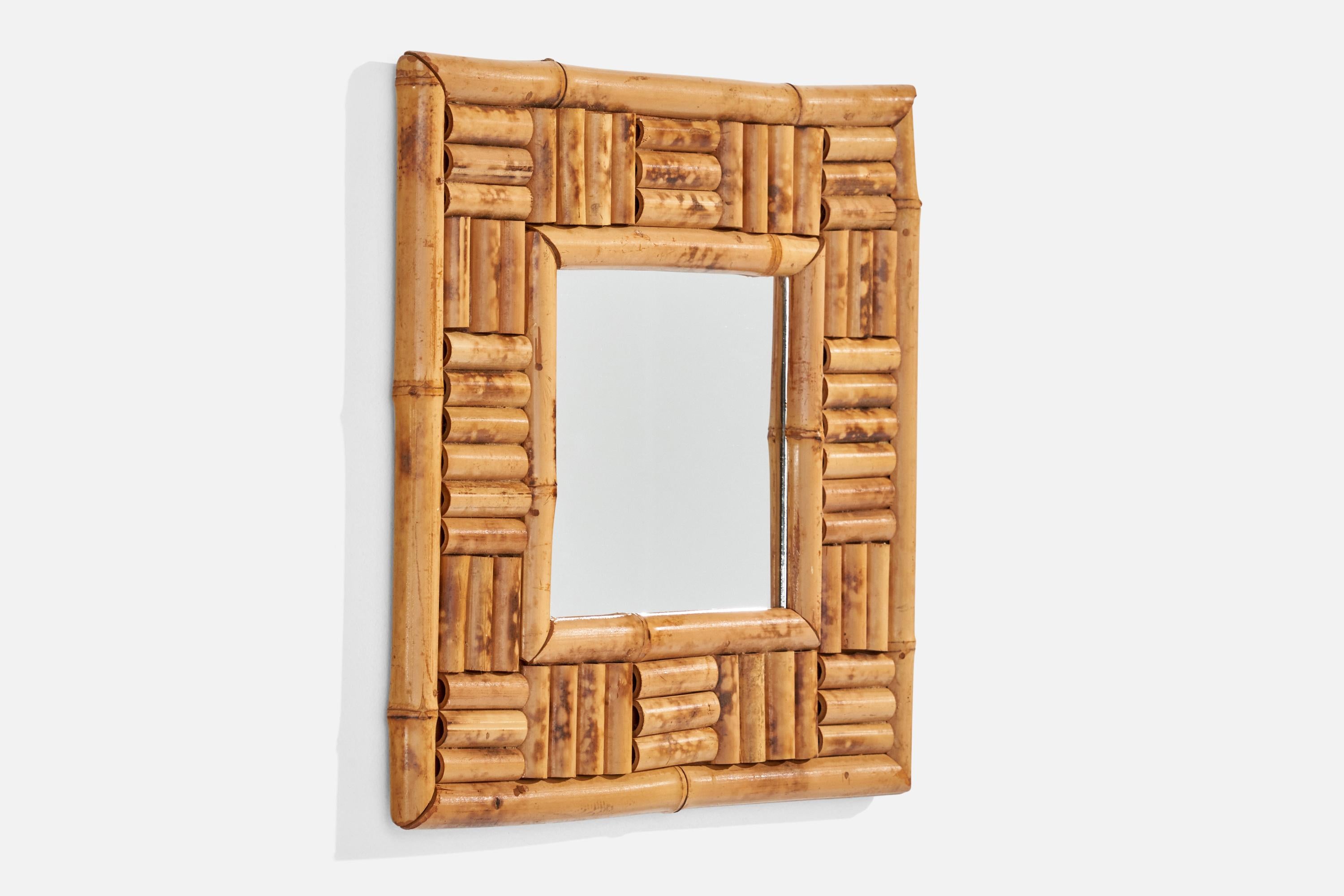 Mid-Century Modern American Designer, Wall Mirror, Bamboo, USA, 1950s For Sale