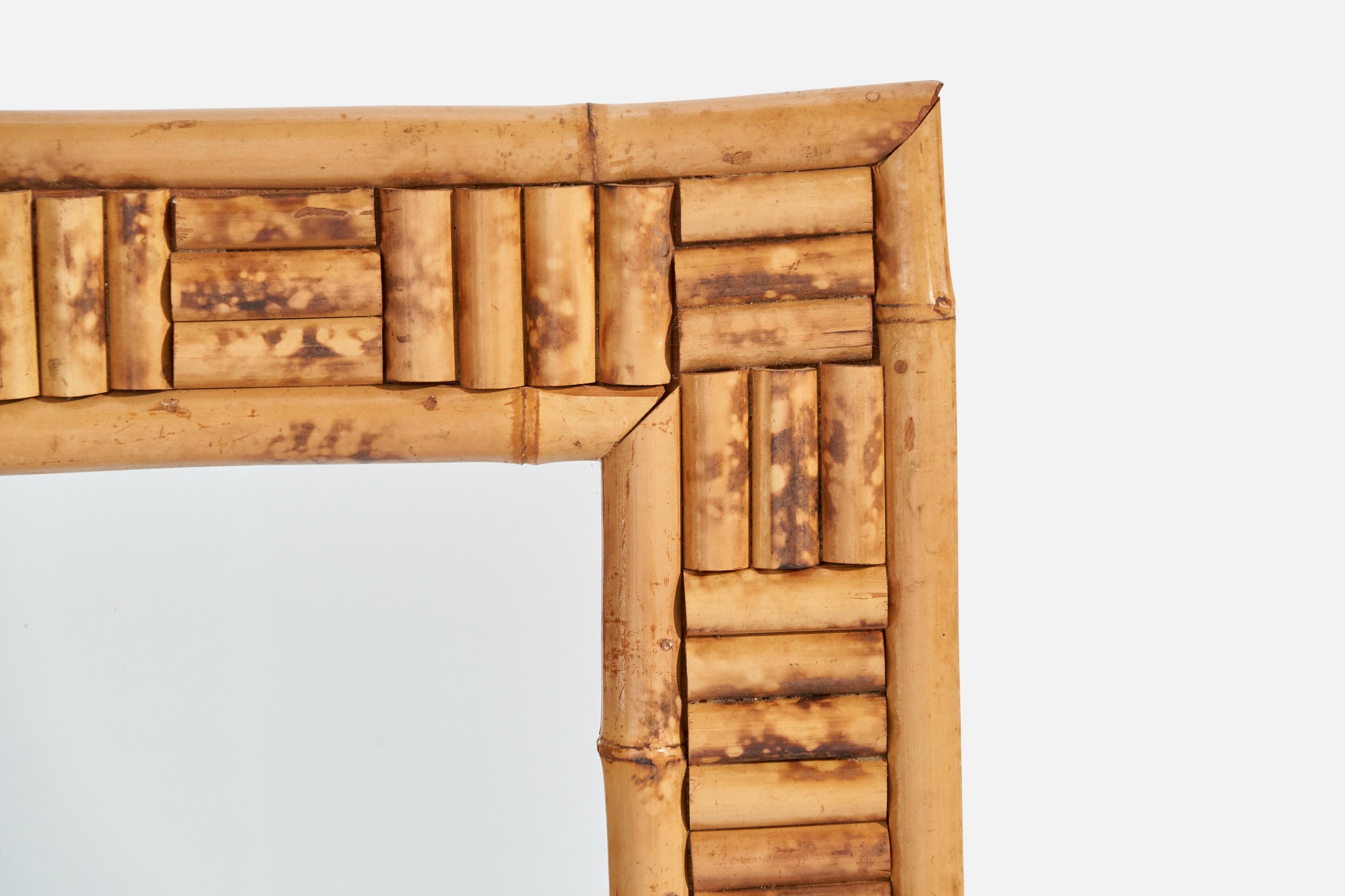 American Designer, Wall Mirror, Bamboo, USA, 1950s In Good Condition For Sale In High Point, NC