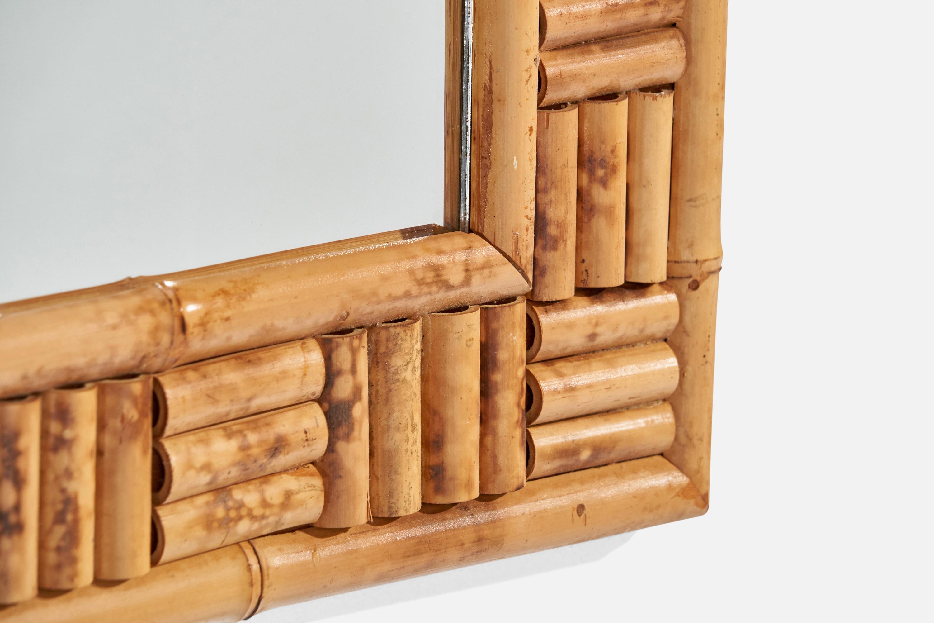 American Designer, Wall Mirror, Bamboo, USA, 1950s For Sale 2