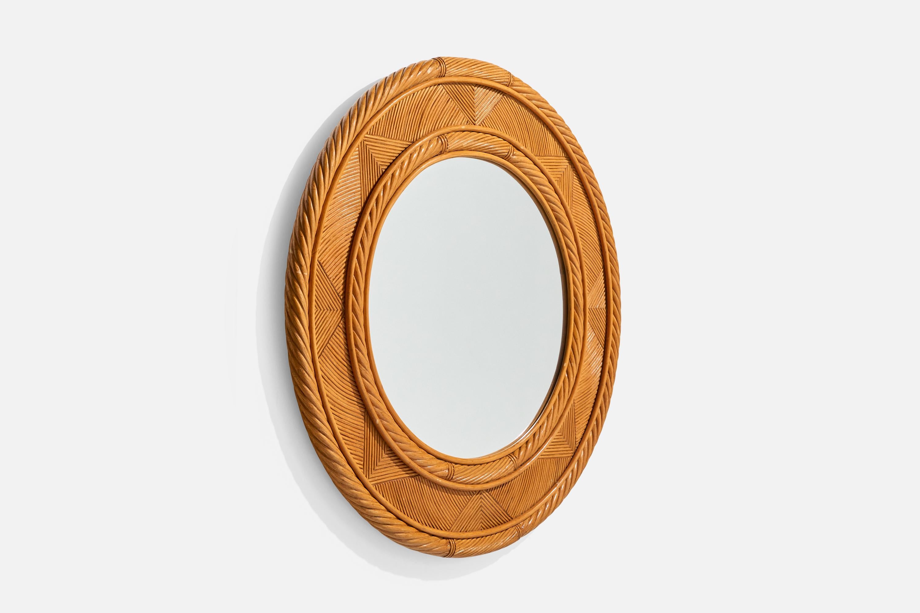 American Designer, Wall Mirror, Bamboo, USA, 1970s In Good Condition For Sale In High Point, NC
